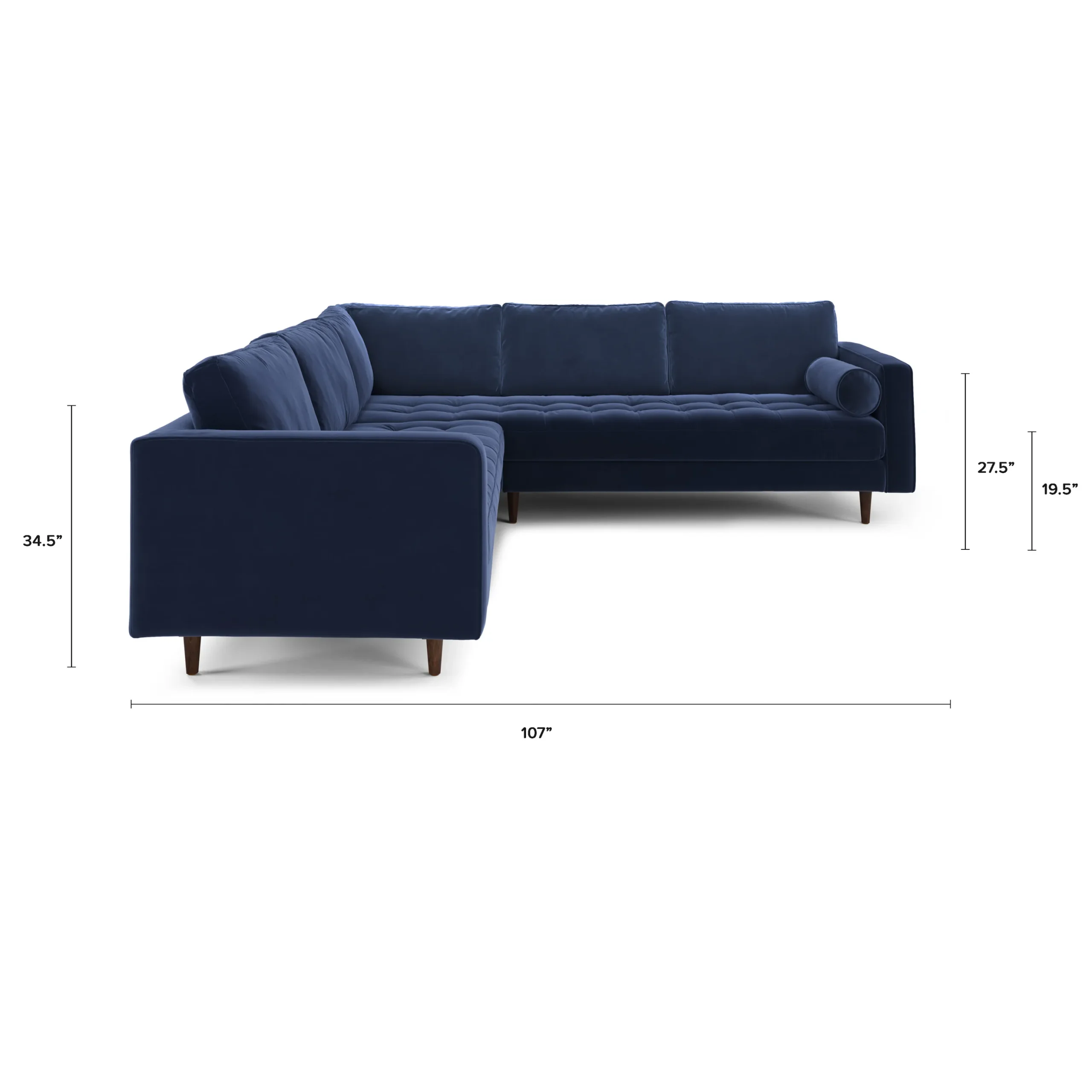 Sven 107_ Tufted Velvet Corner Sectional - Plush Cascadia Blue - Image 11