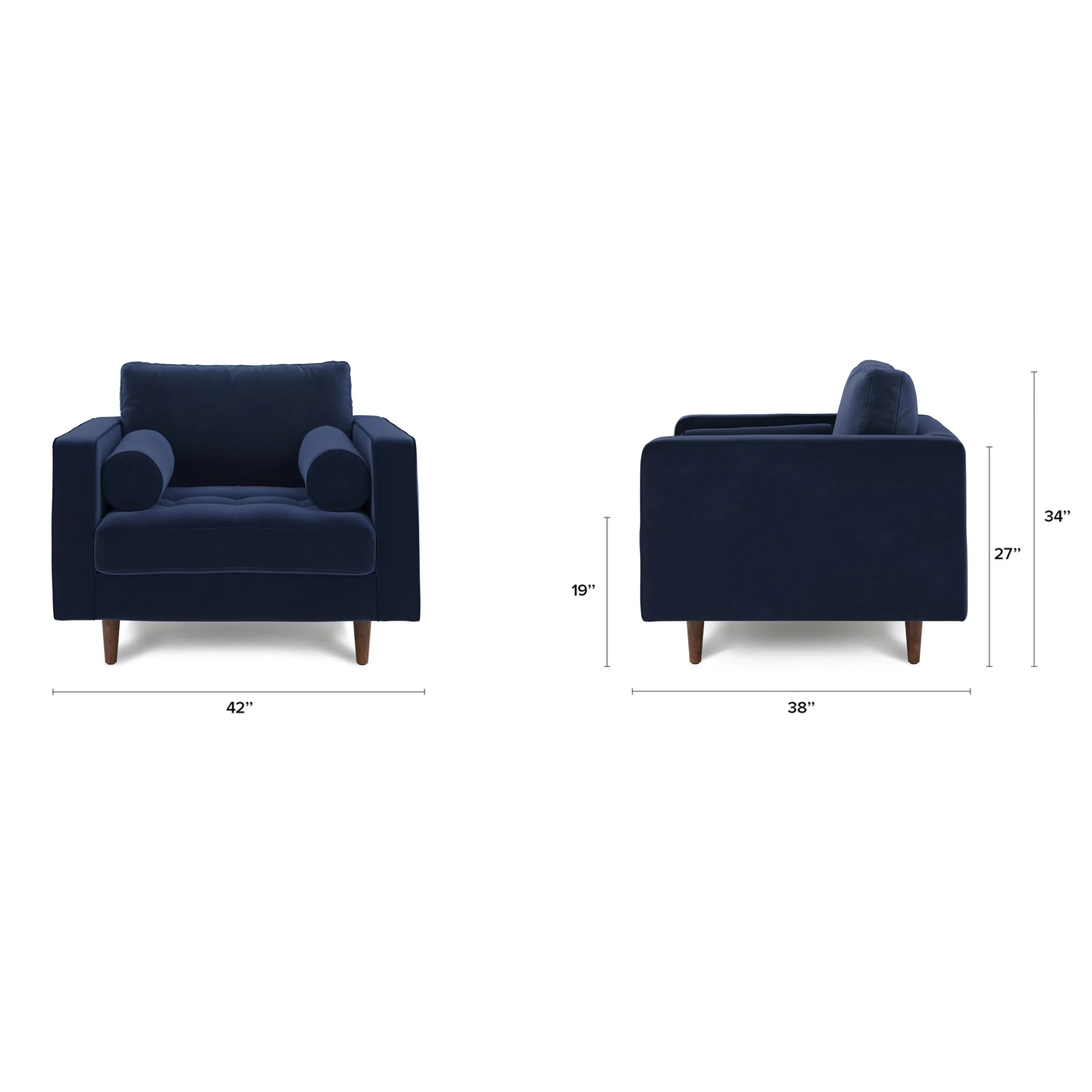 Sven 42_ Tufted Velvet Lounge Chair - Plush Cascadia Blue - Image 2