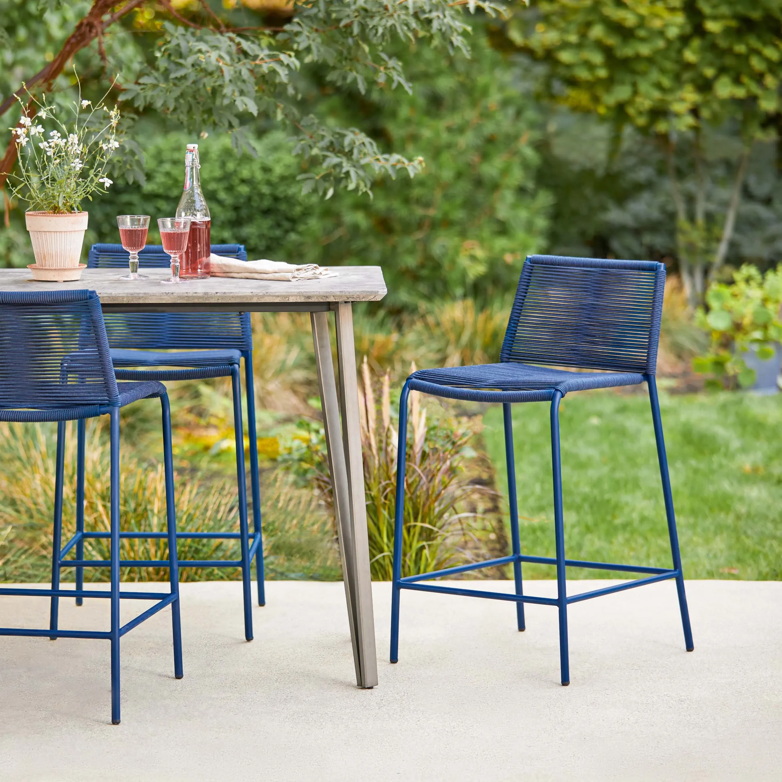 Zina Outdoor Counter Stool - Indigo Blue - Image 11