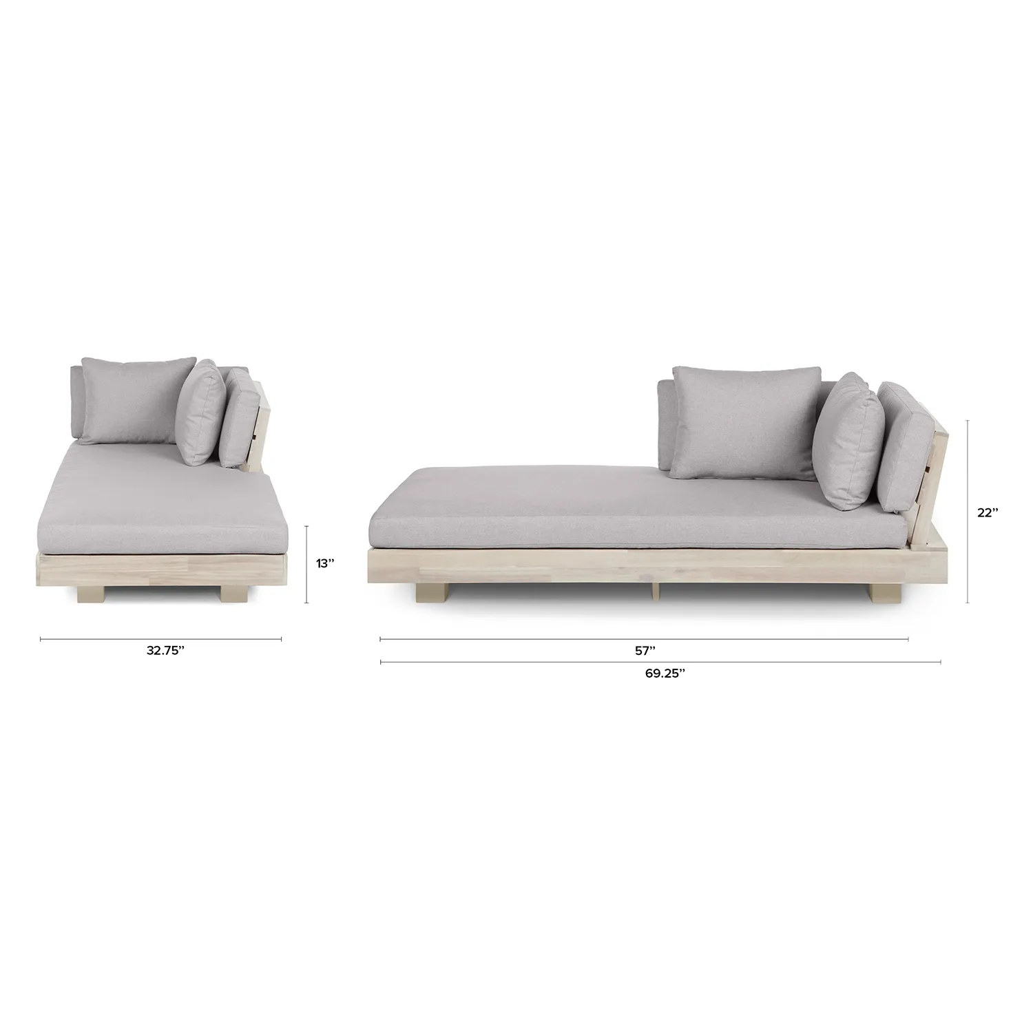 Lubek 69.25_ Outdoor Low Right Chaise Lounge - Beach Sand - Image 2