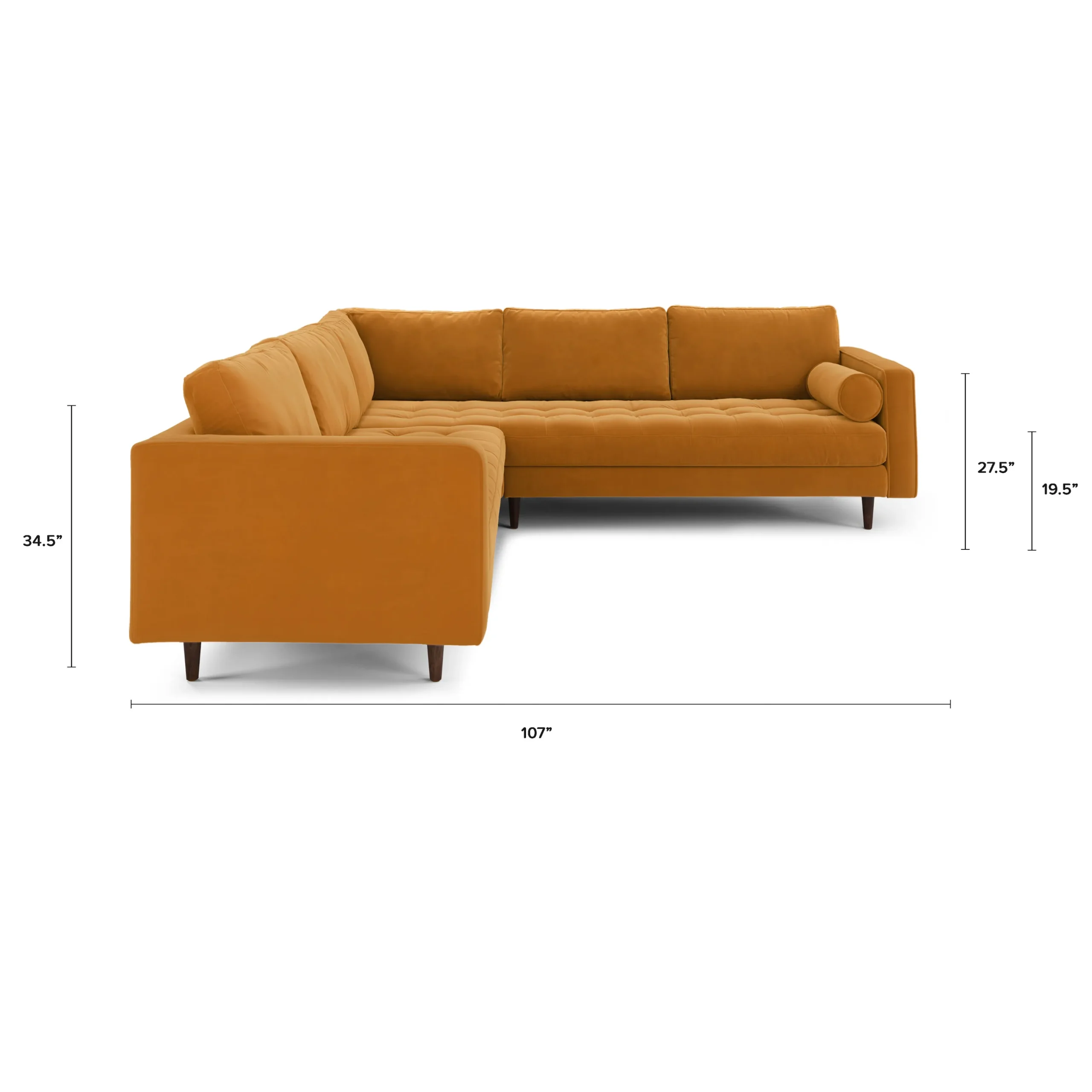Sven 107_ Tufted Velvet Corner Sectional - Plush Pacific Ginger - Image 11