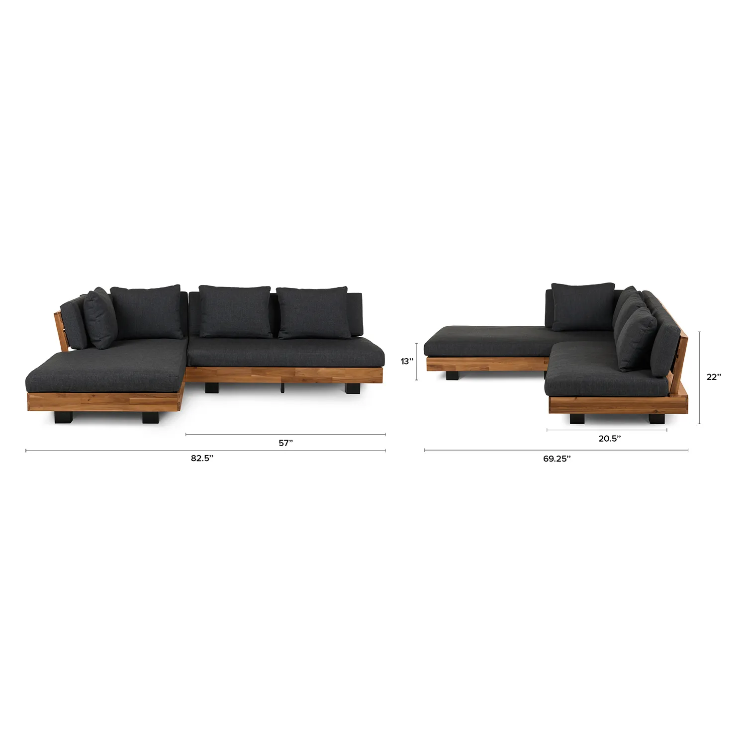 Lubek 82.5_ Outdoor Low Left Sectional - Slate Gray - Image 2