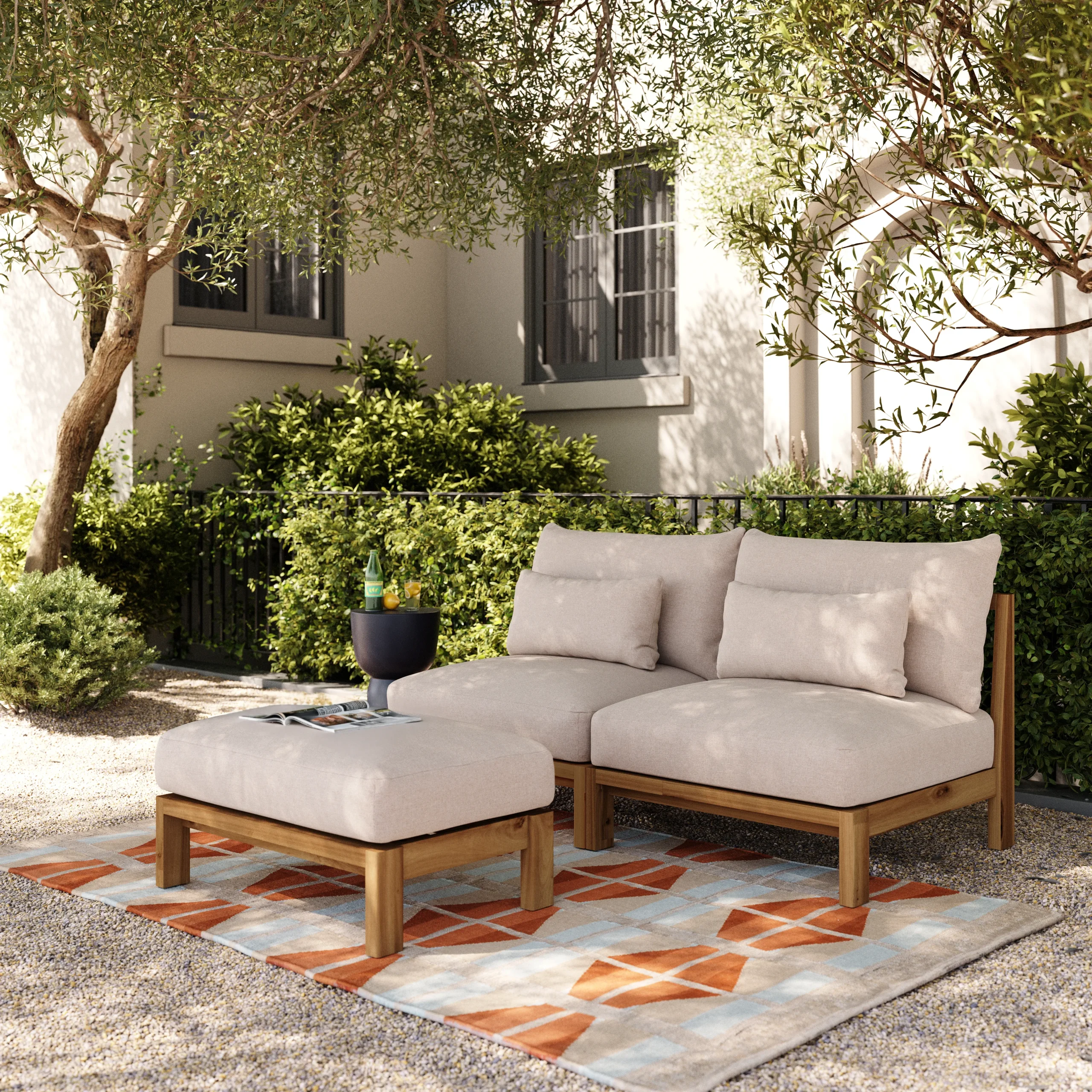Cove 68.5_ Outdoor Armless Modular Loveseat - Basket Beige - Image 7