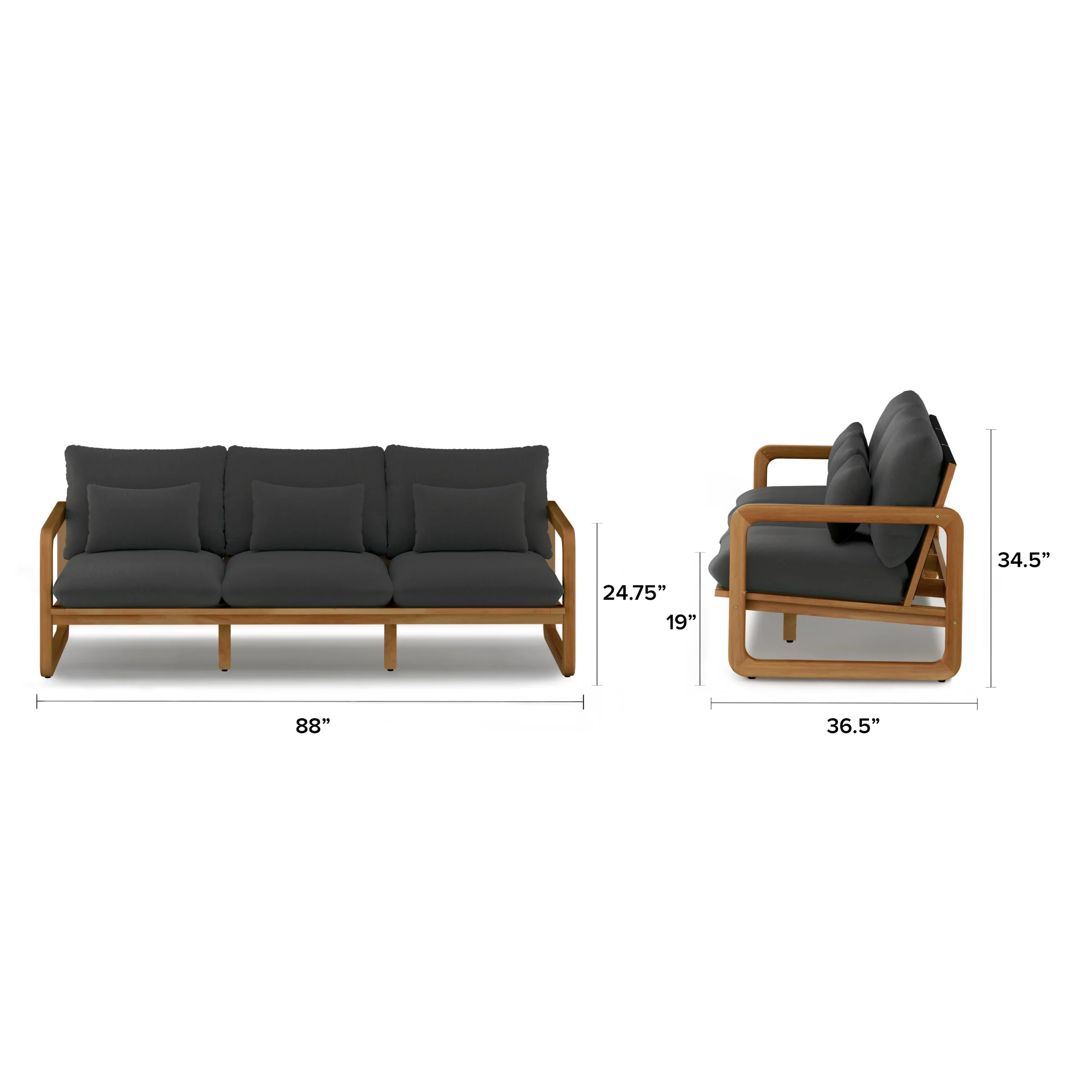 Laholm 88_ Outdoor Sofa - Dravite Black - Image 2