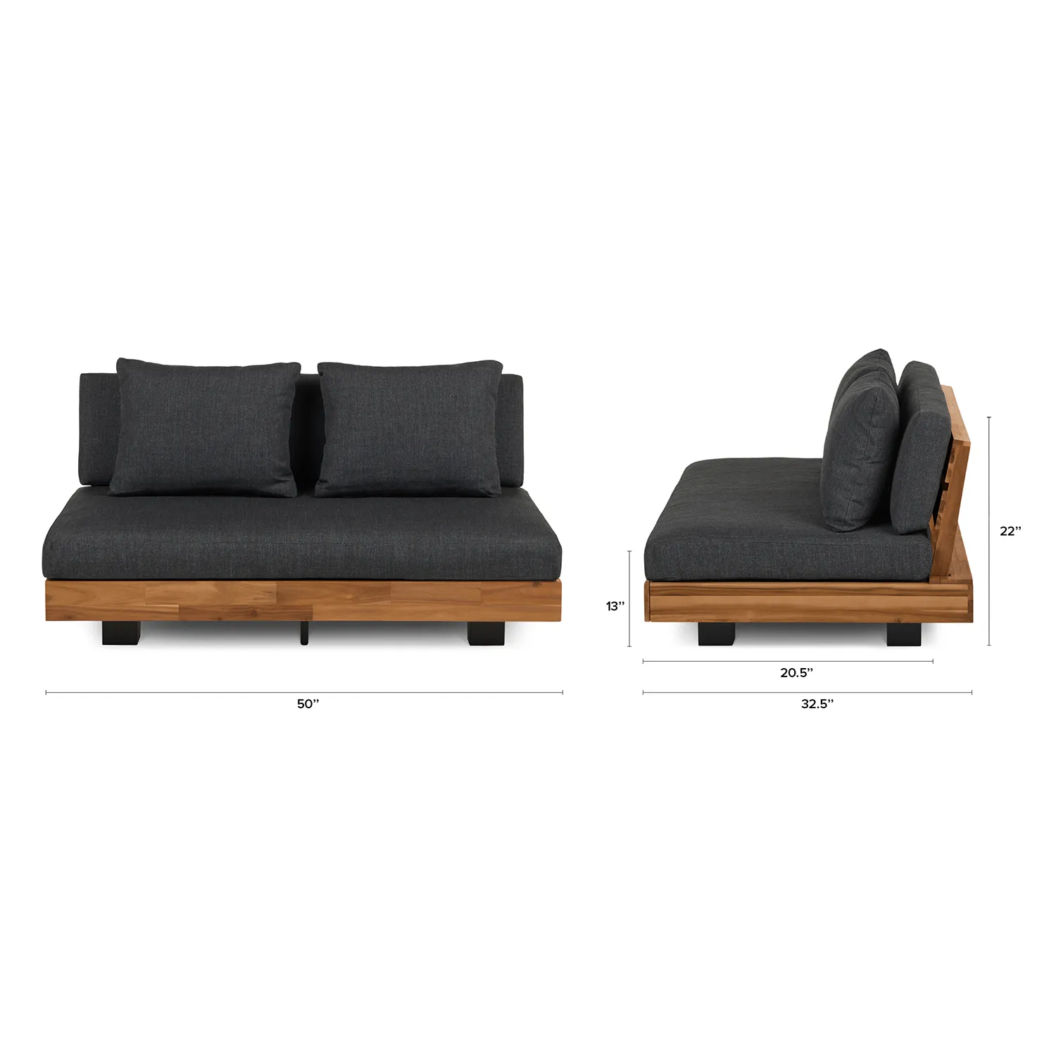 Lubek 50_ Outdoor Low Loveseat - Slate Gray - Image 2