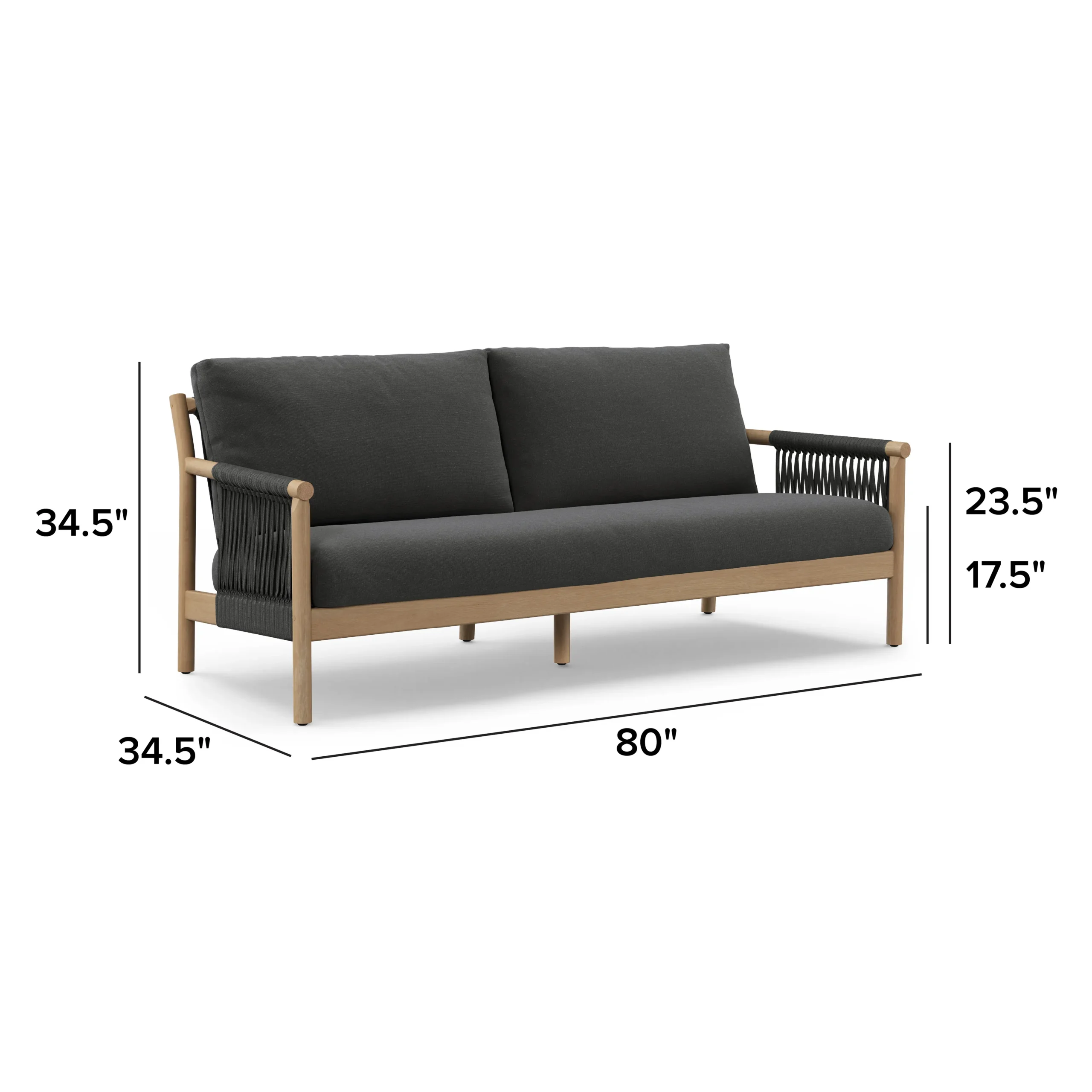 Rosa 80_ Outdoor Sofa - Dravite Black - Image 2