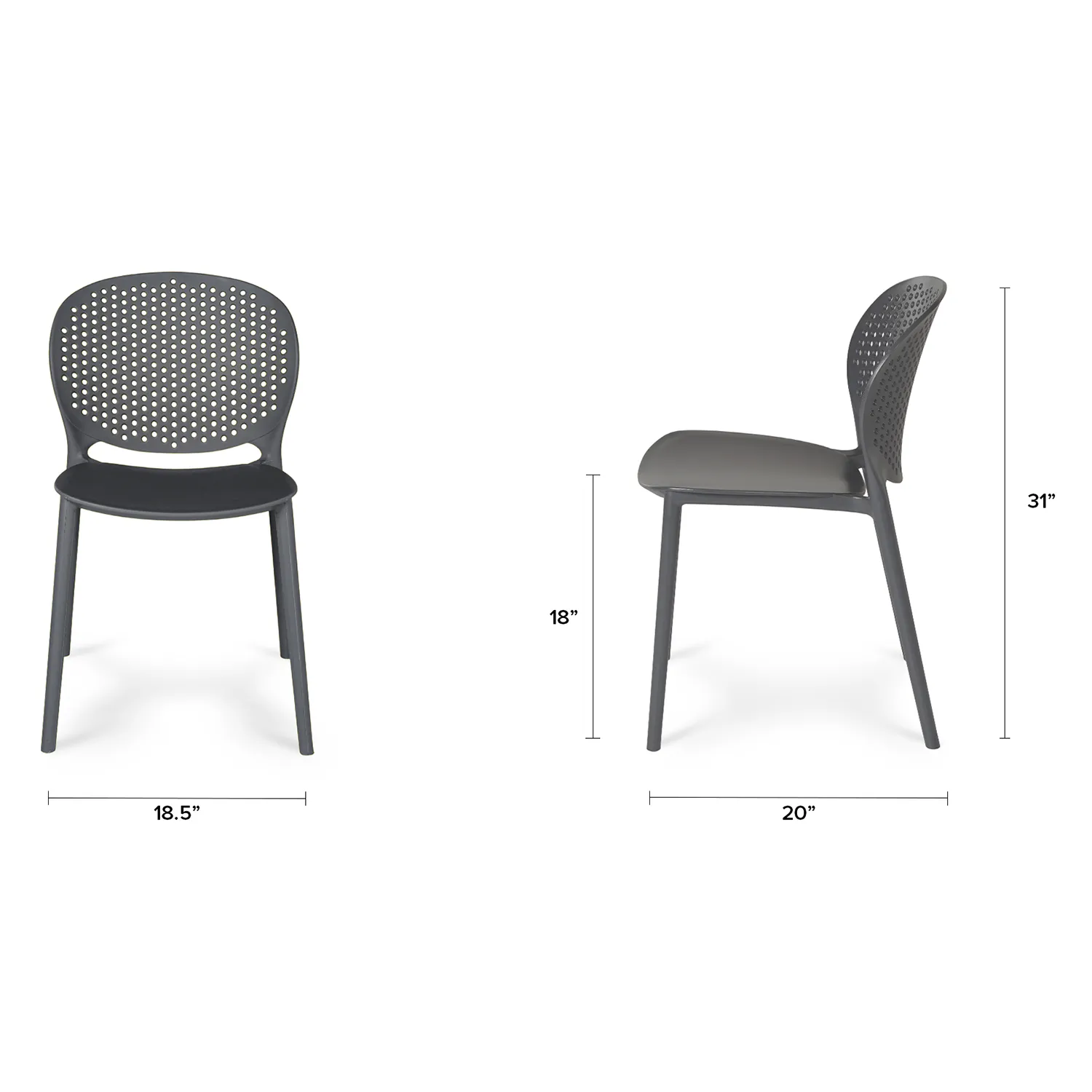 Dot Outdoor Stackable Dining Chair - Graphite - Image 2