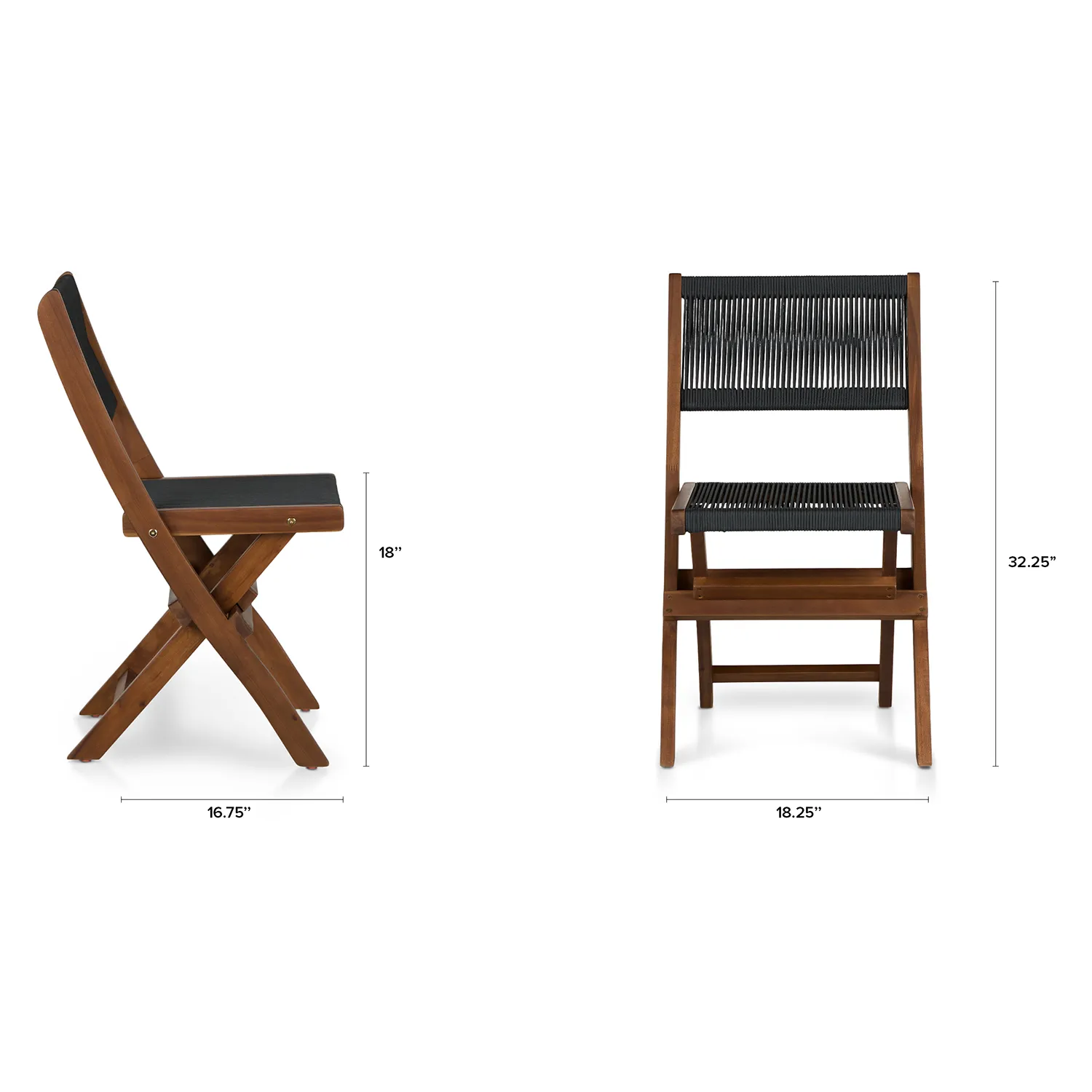Elanora Outdoor Folding Dining Chair - Dark Acacia - Image 2
