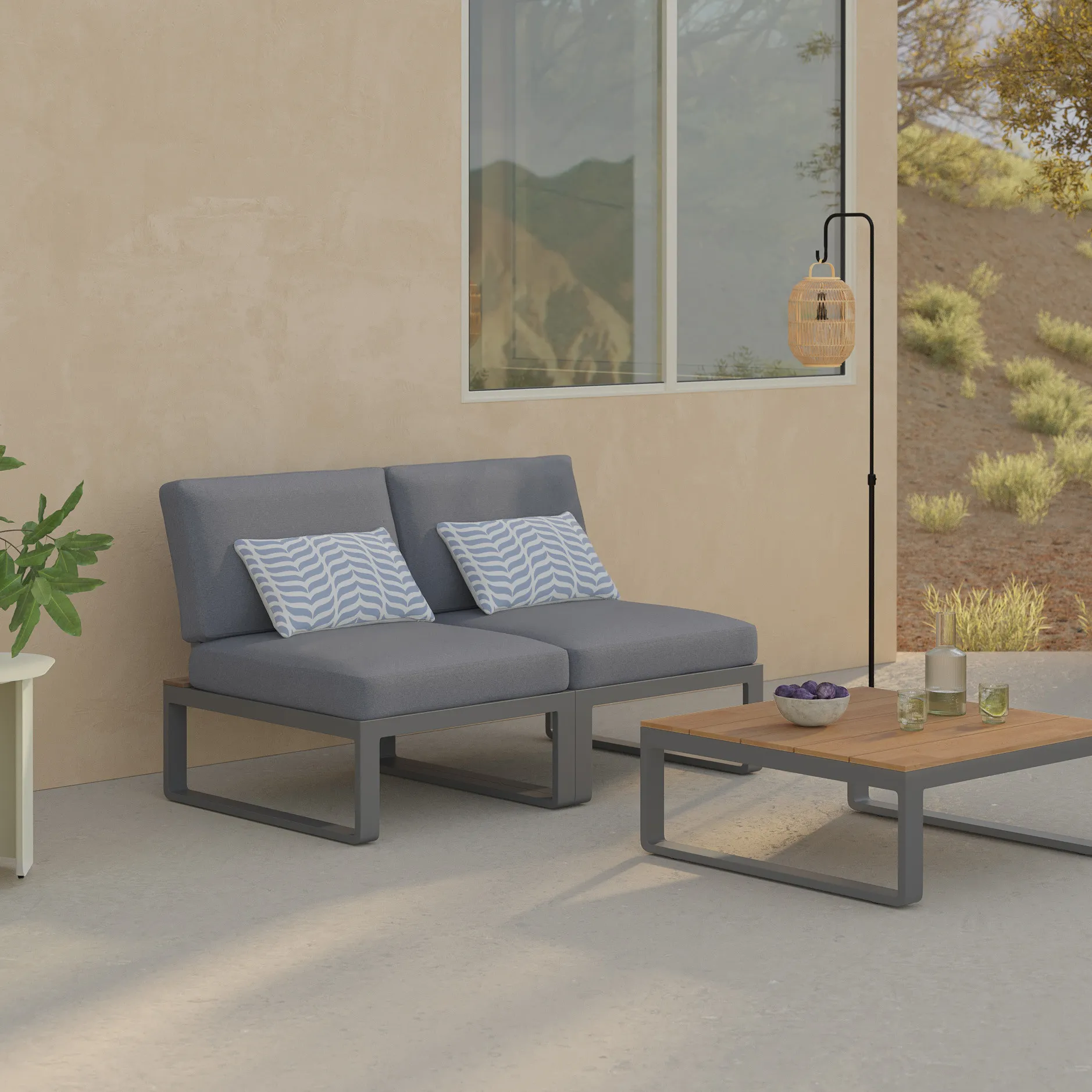 Kezia 28_ Outdoor Armless Chair Module - Whale Gray - Image 8