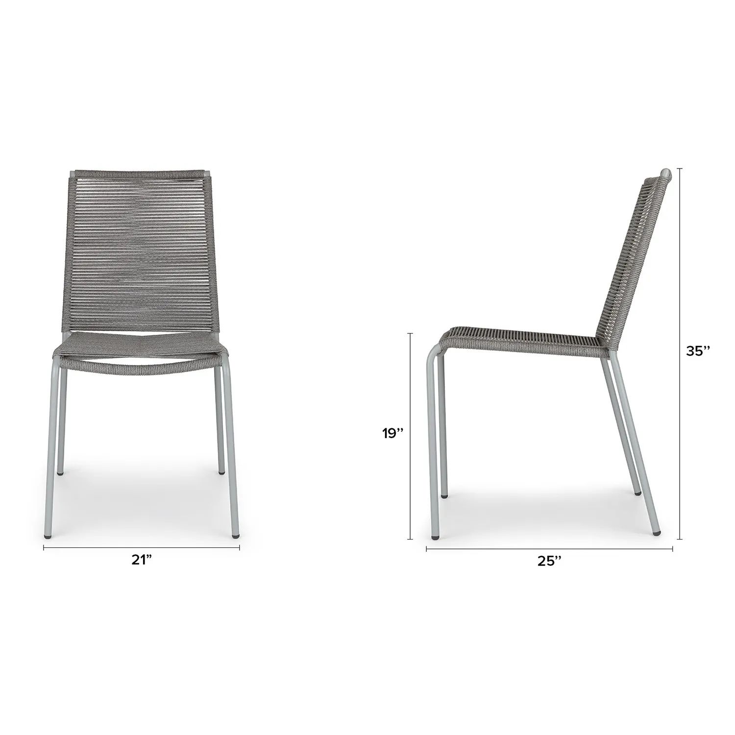 Zina Outdoor Stackable Dining Chair - Heathered Gray - Image 2