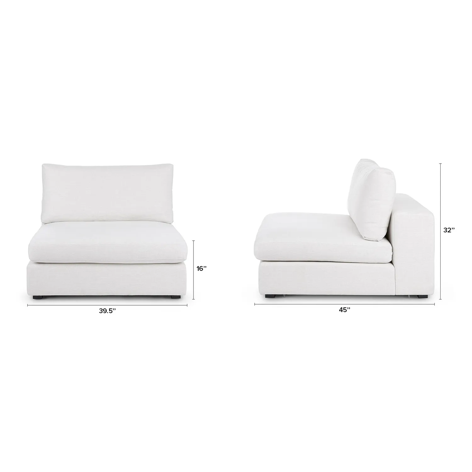 Beta 39.5_ Armless Chair Module - Quartz White - Image 2