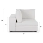 Beta 45" Corner Chair Module - Quartz White
