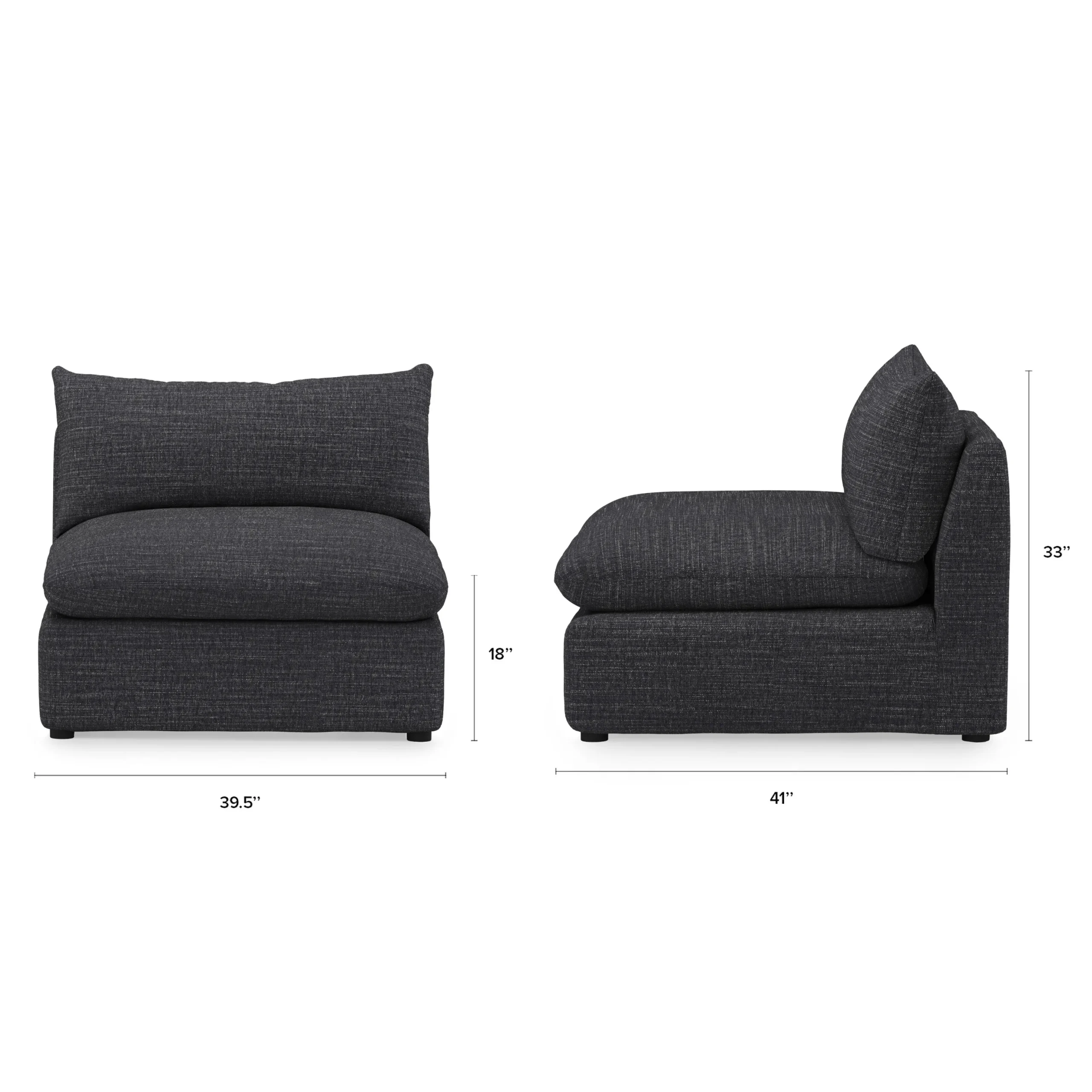 Leigh 39.5_ Armless Chair Module - Napa Charcoal - Image 2