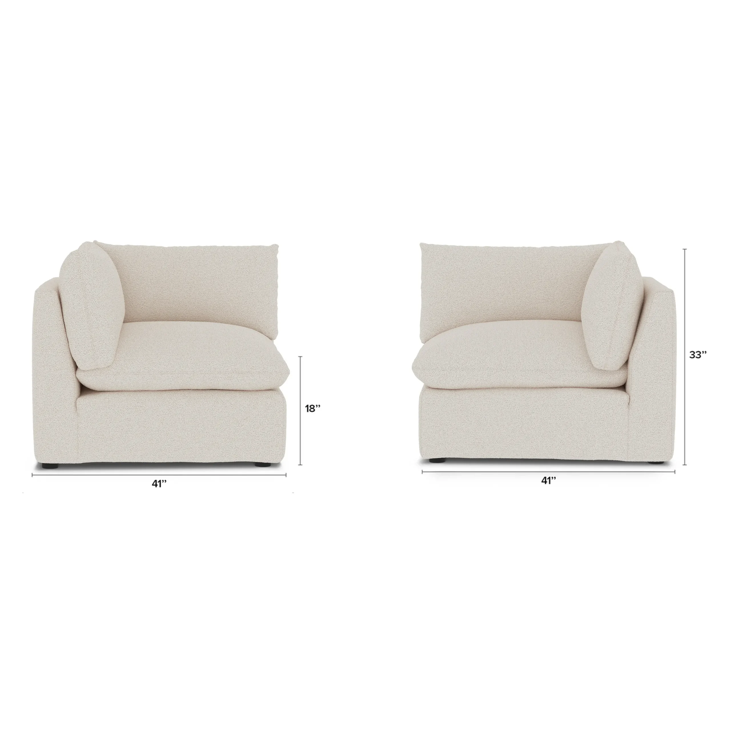 Leigh 41_ Corner Chair Module - Ivory Wool Bouclé - Image 2