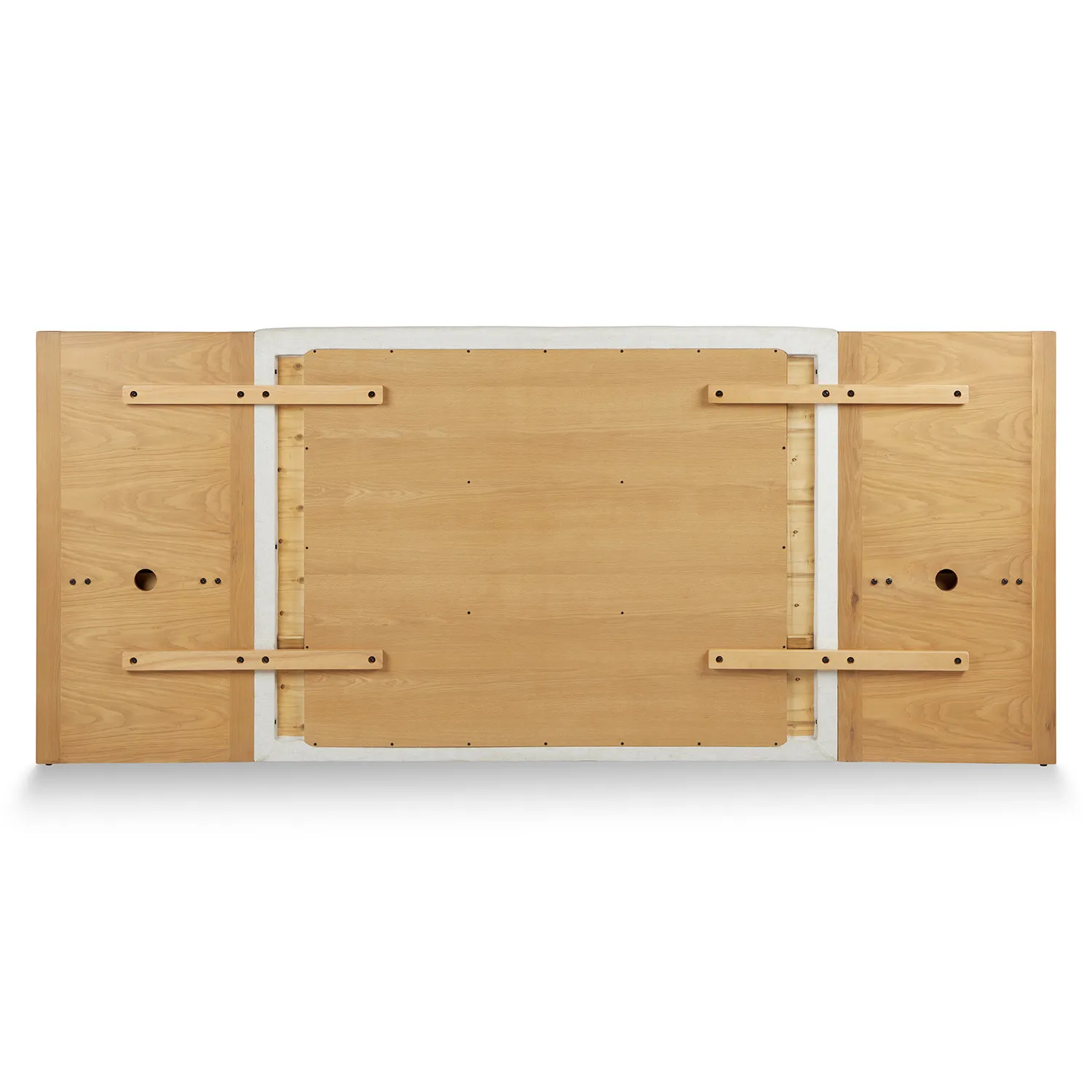 Cassie King Upholstered Bed with Nightstands - Natural Oak and Ivory Chenille - Image 7