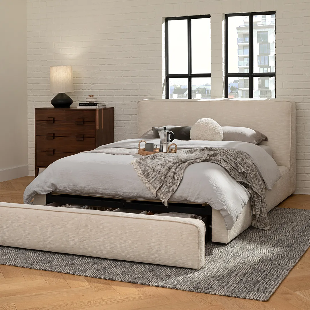 Cigar Queen Upholstered Storage Bed - Ankara Ivory - Image 7