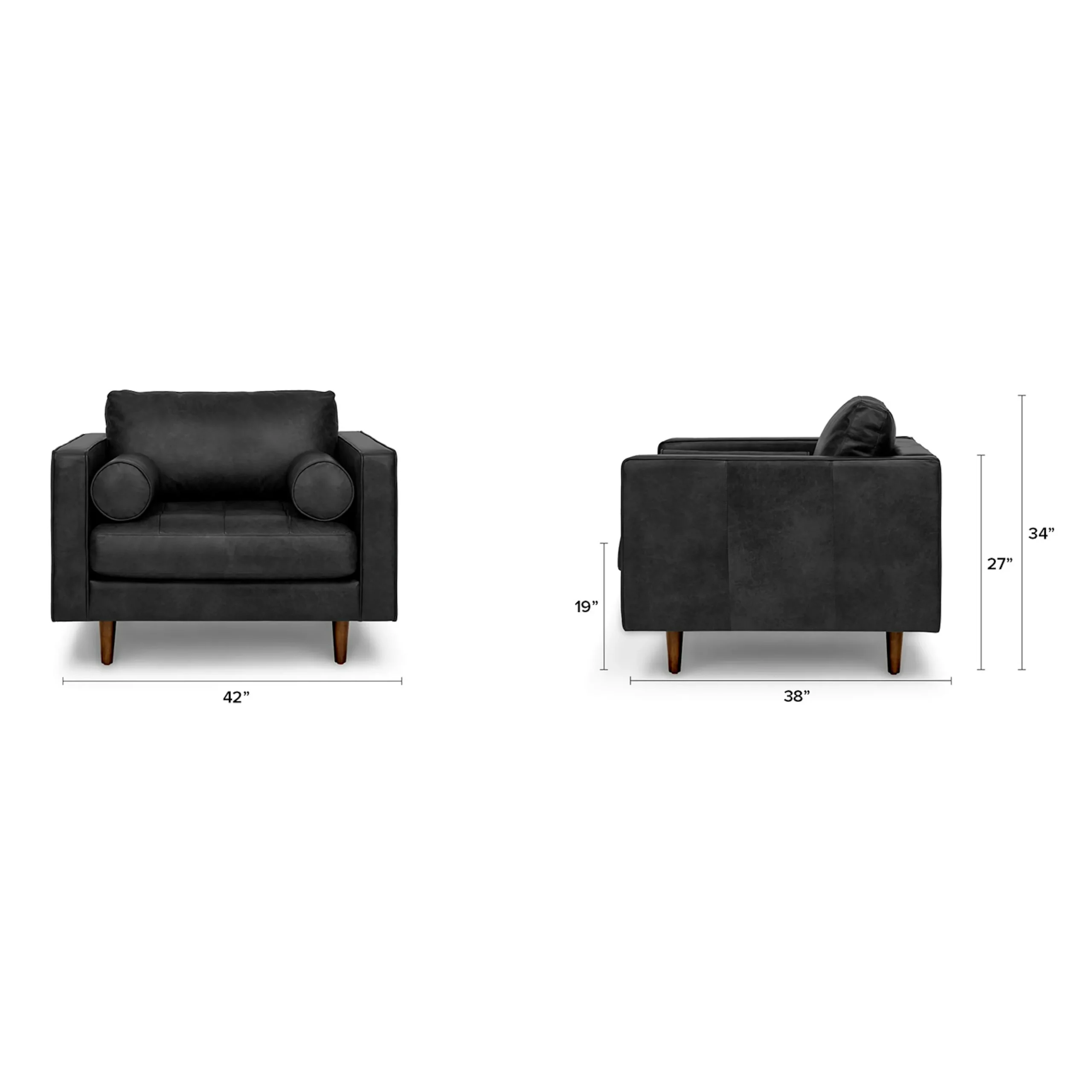 Sven 42_ Tufted Leather Lounge Chair - Oxford Black - Image 2