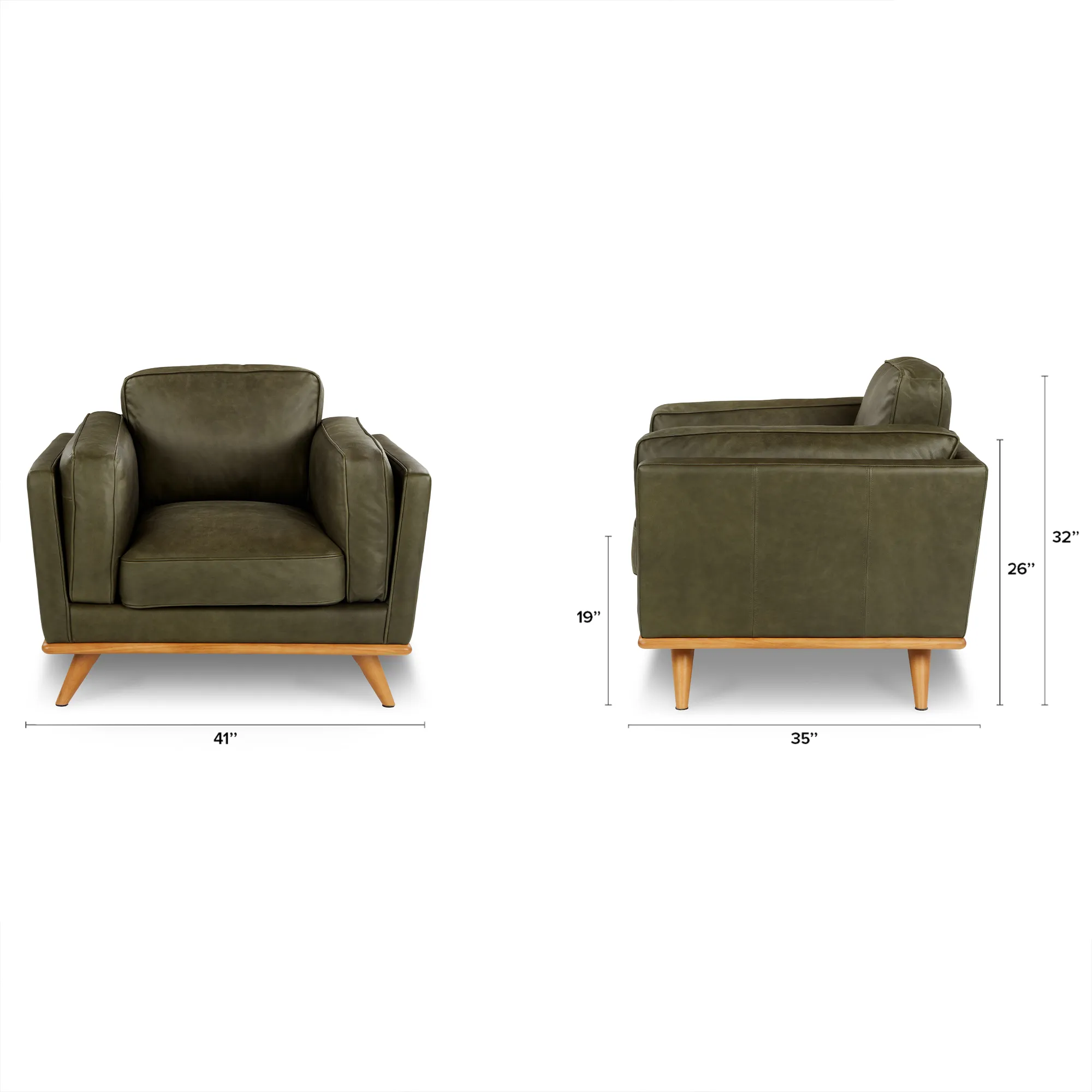 Timber 41_ Leather Lounge Chair - Charme Green - Image 2