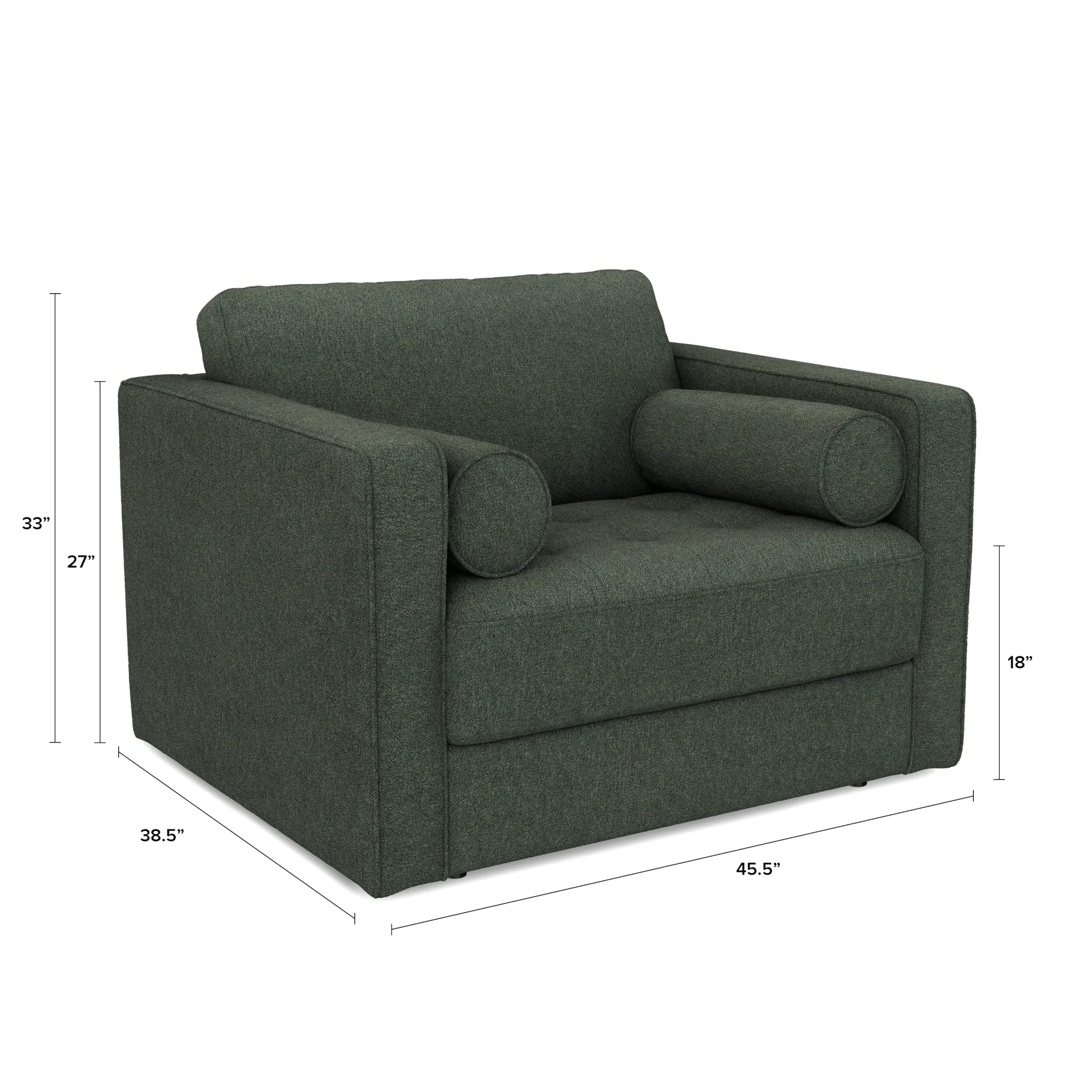 Sven 45.5_ Tufted Sleeper Chair - Green Wool Bouclé - Image 9
