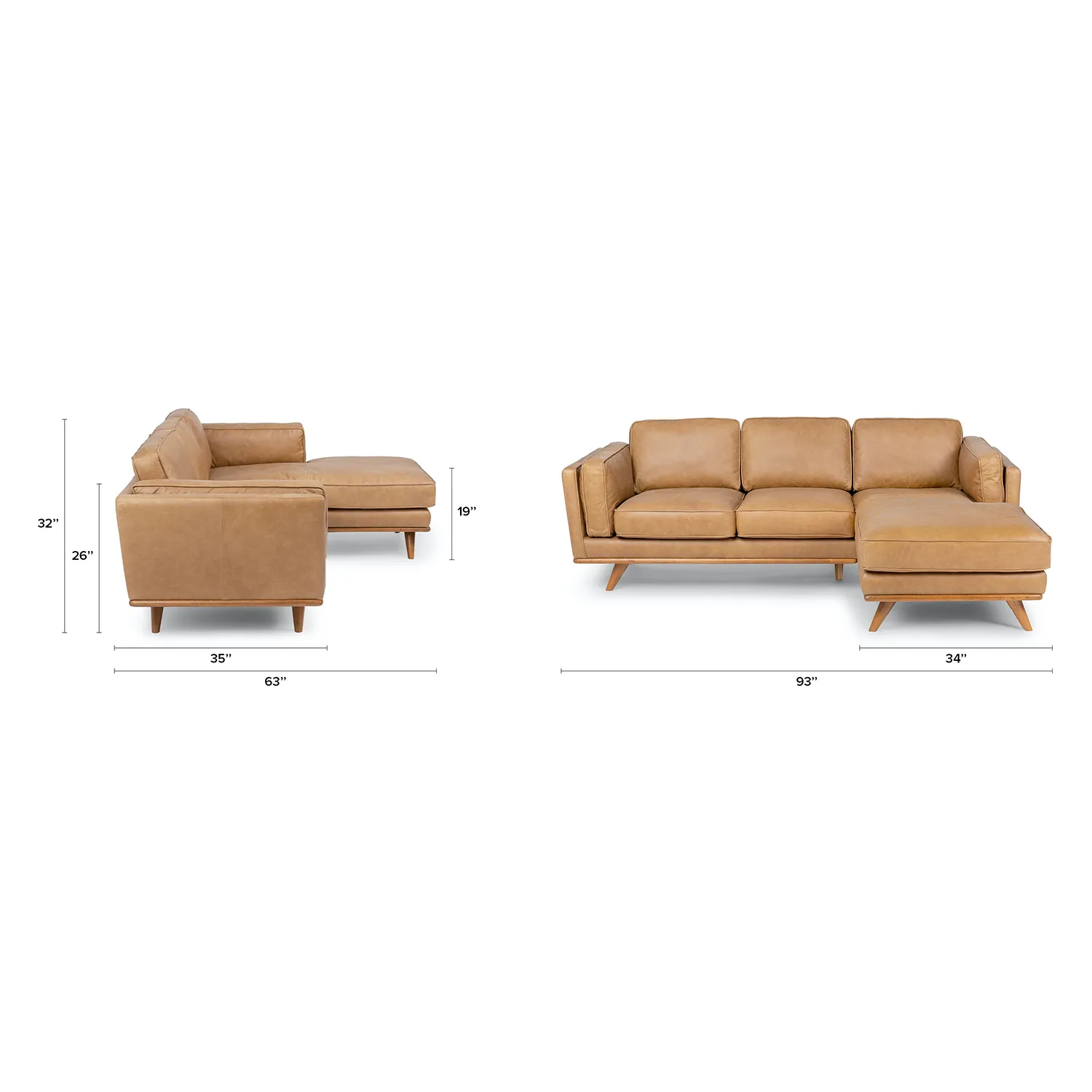 Timber 93_ Leather Right Sectional - Charme Tan - Image 12