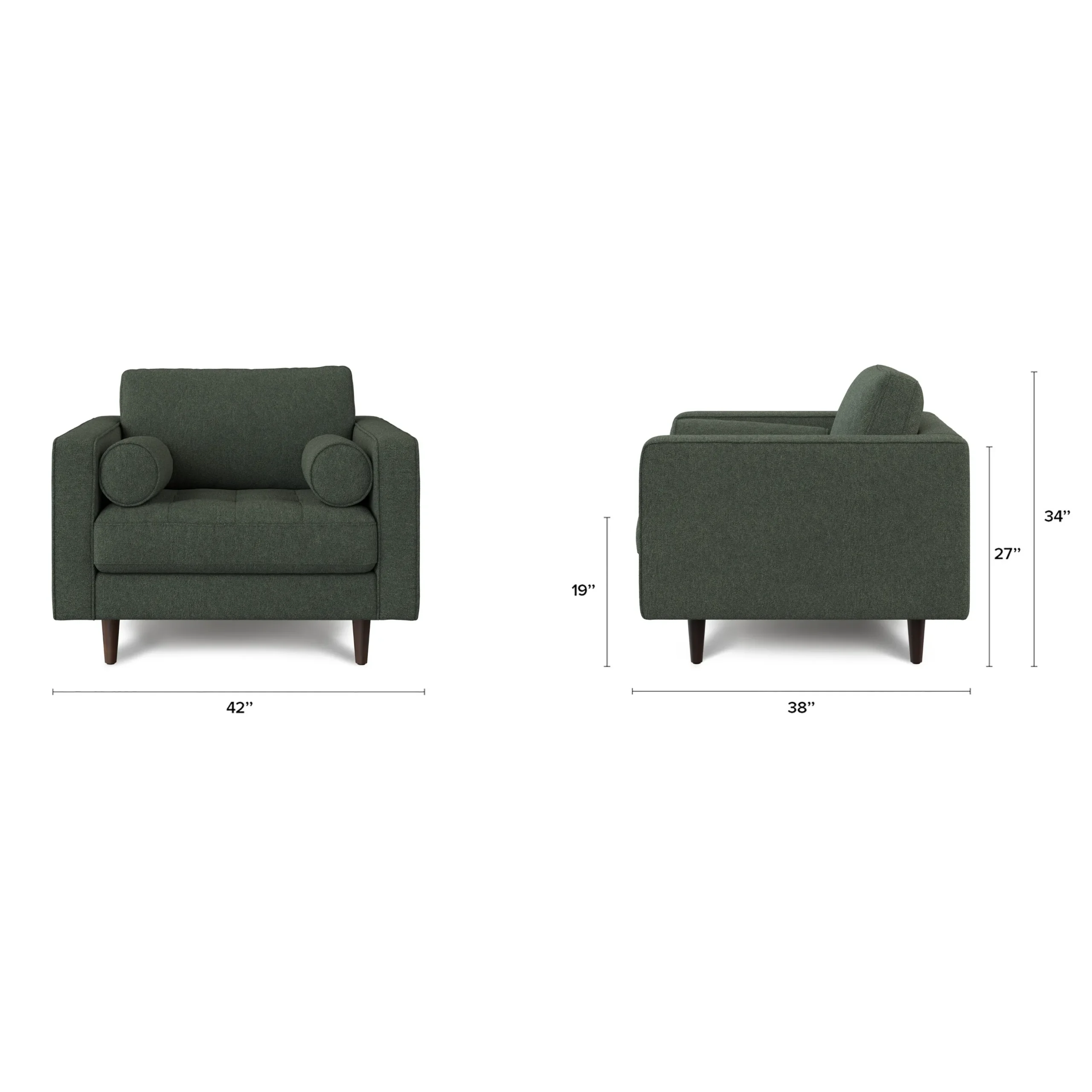 Sven 42_ Tufted Lounge Chair - Green Wool Bouclé - Image 2