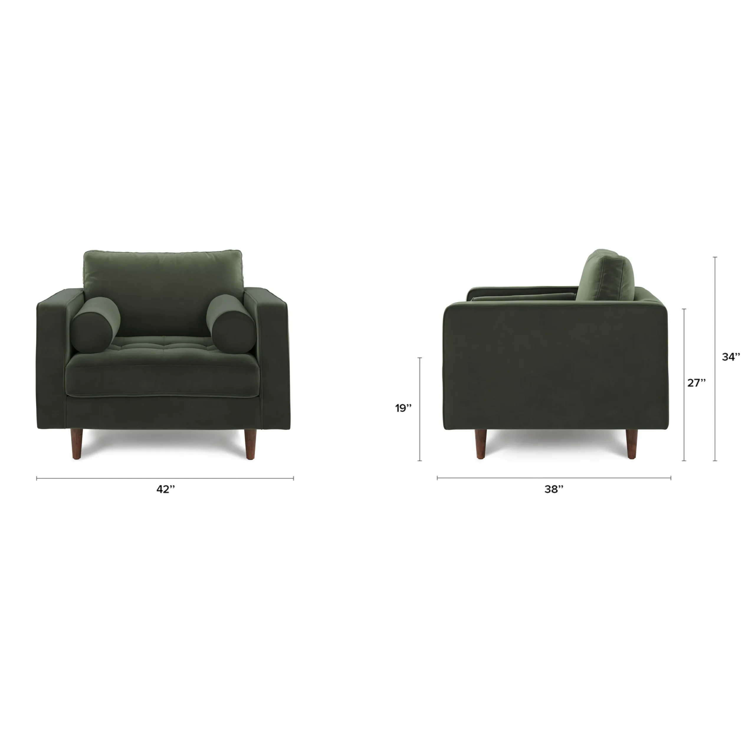 Sven 42_ Tufted Velvet Lounge Chair - Plush Pacific Green - Image 2