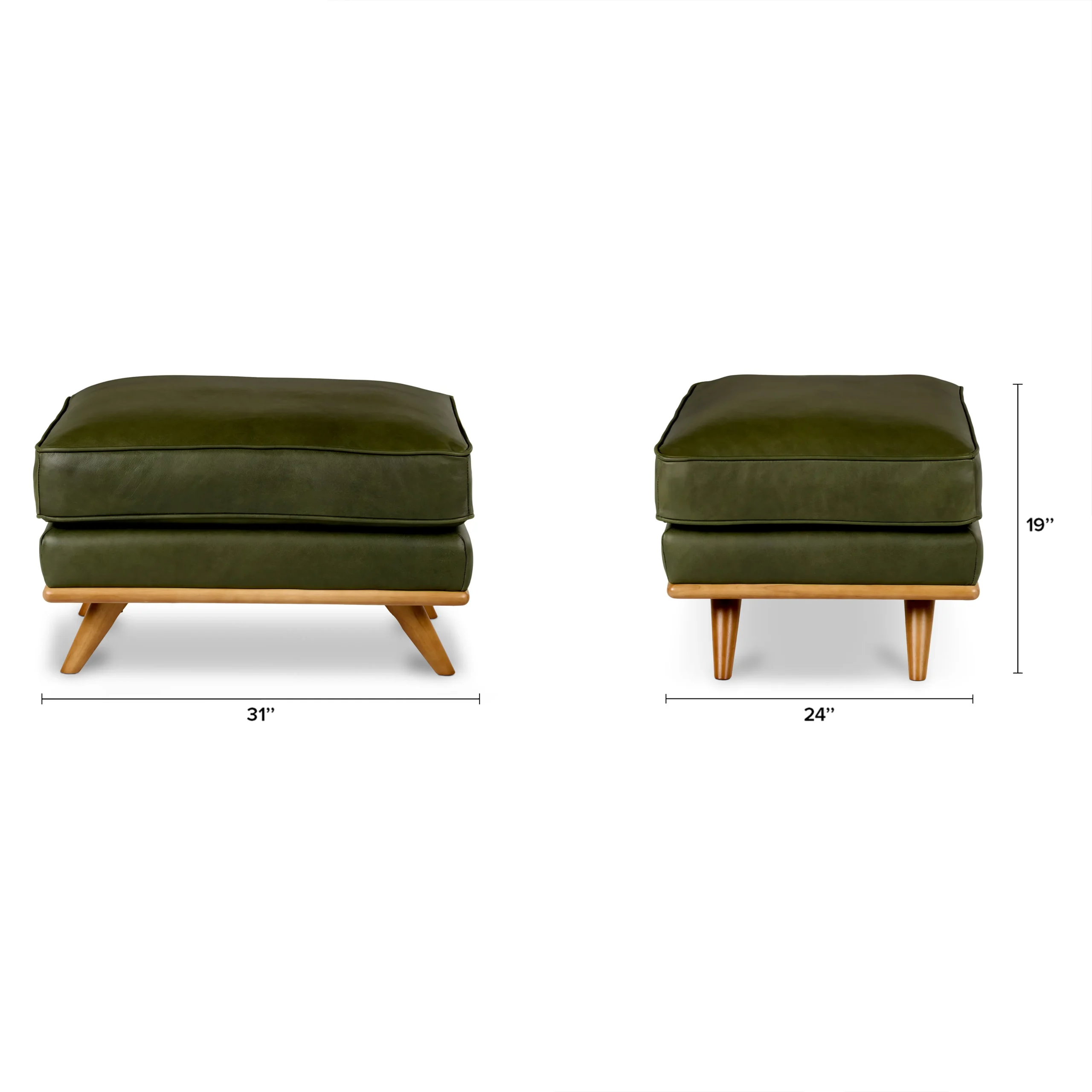 Timber 31_ Leather Ottoman - Charme Green - Image 2