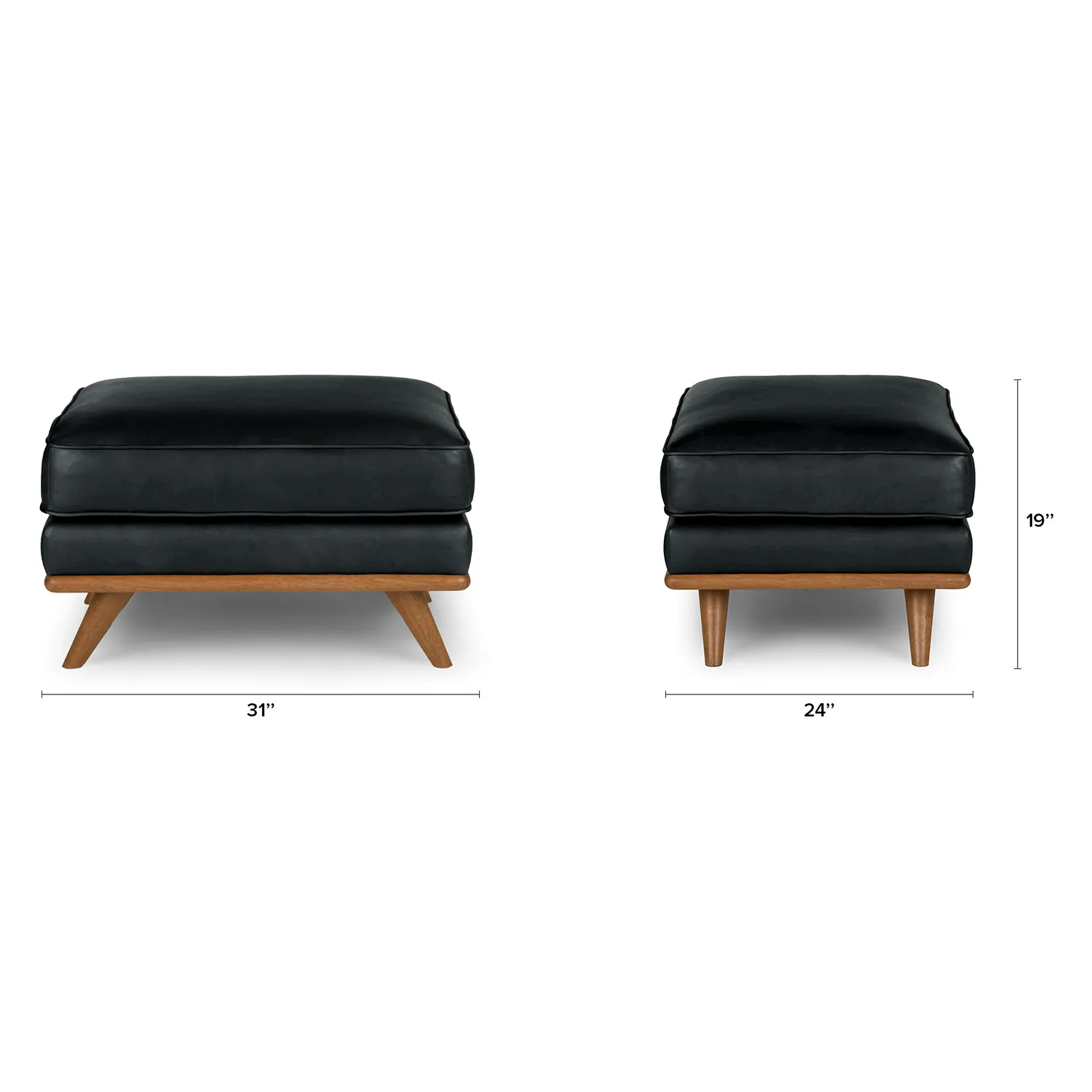 Timber 31_ Leather Ottoman - Charme Black - Image 2