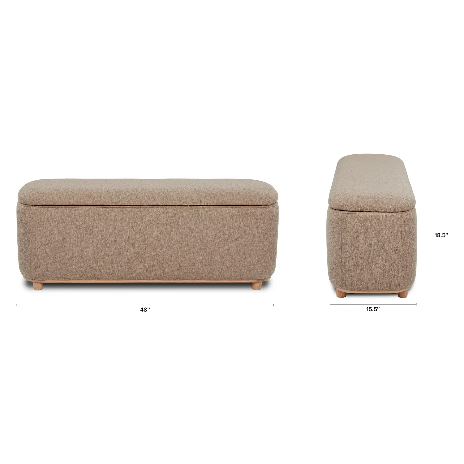 Maribo 48_ Storage Ottoman - Sandstone Wool Bouclé - Image 12