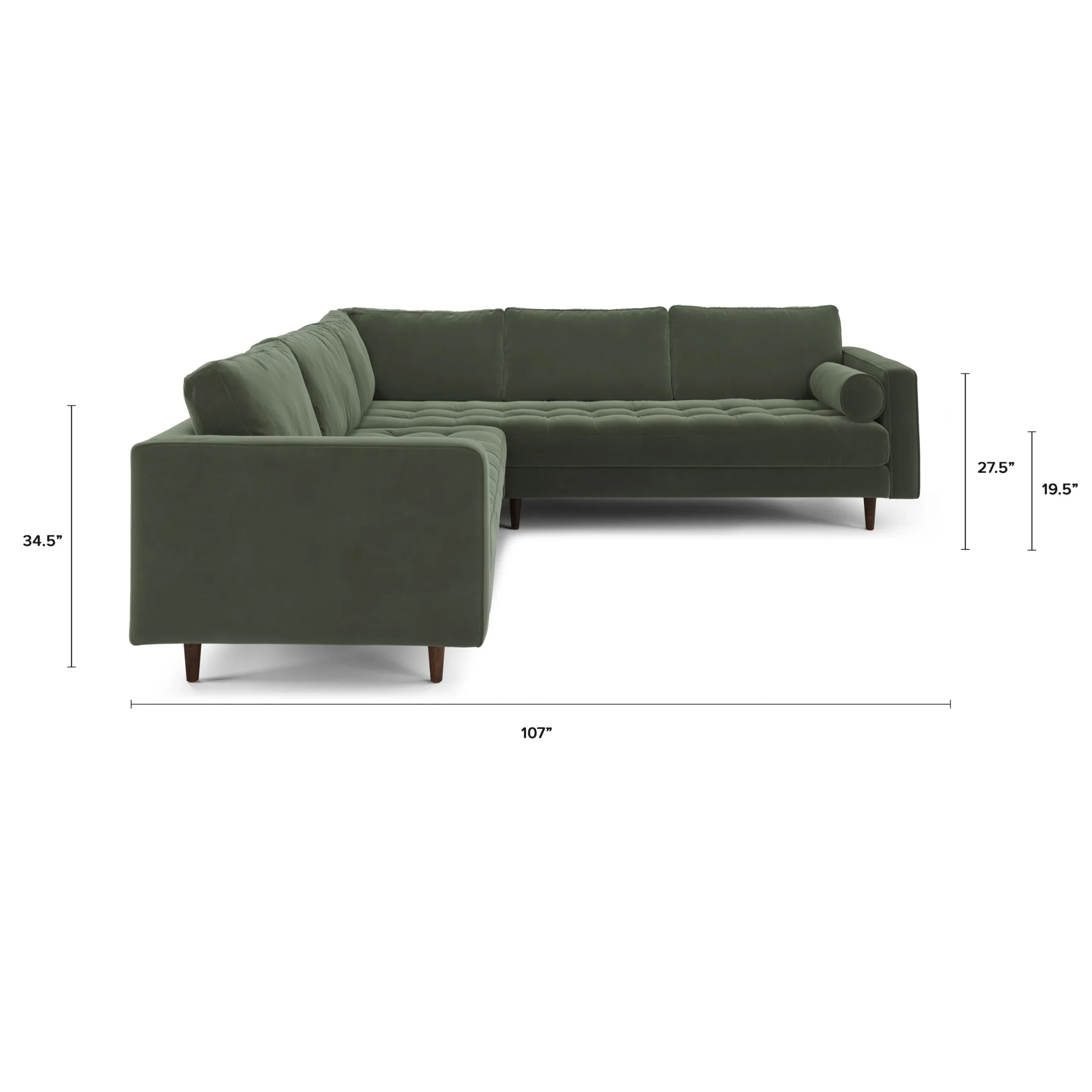 Sven 107_ Tufted Velvet Corner Sectional - Plush Pacific Green - Image 12