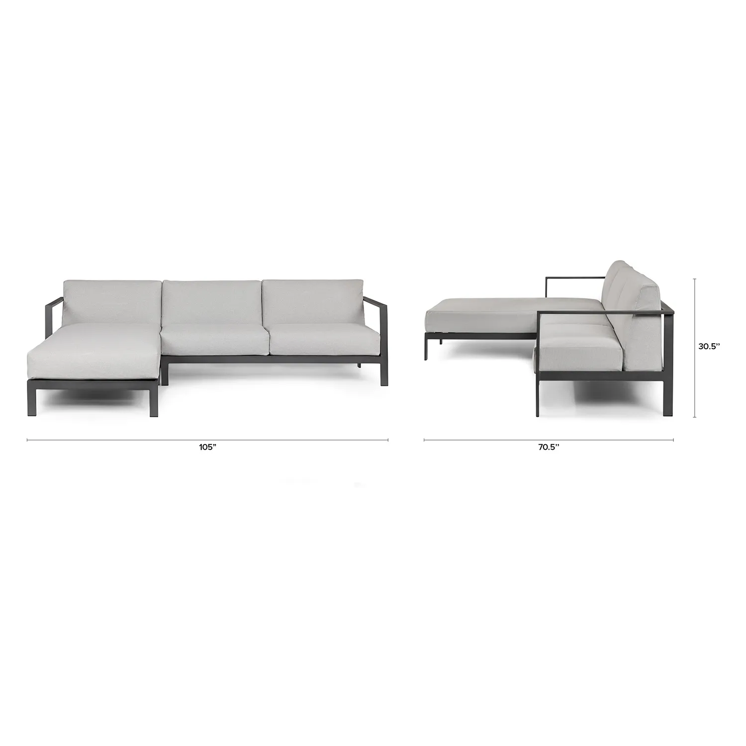 Burkel 105_ Outdoor Left Sectional - Cloudy Gray - Image 2