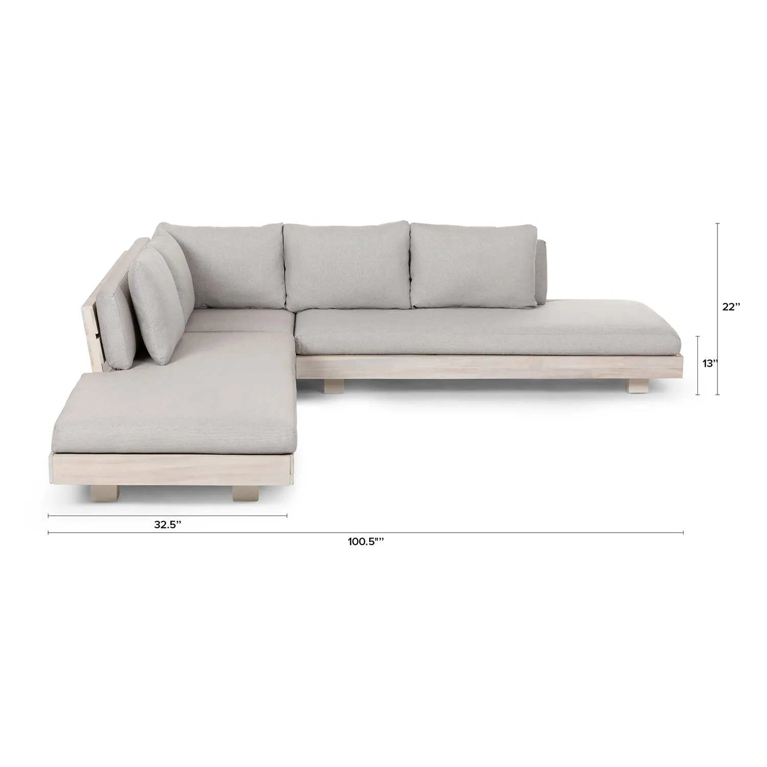 Lubek 100.5_ Outdoor Low Corner Sectional Set - Beach Sand - Image 2