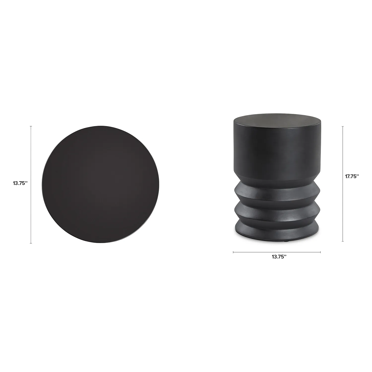 Pindo Outdoor Concrete Side Table - Black - Image 2