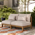 Cove 68.5_ Outdoor Armless Modular Loveseat - Basket Beige