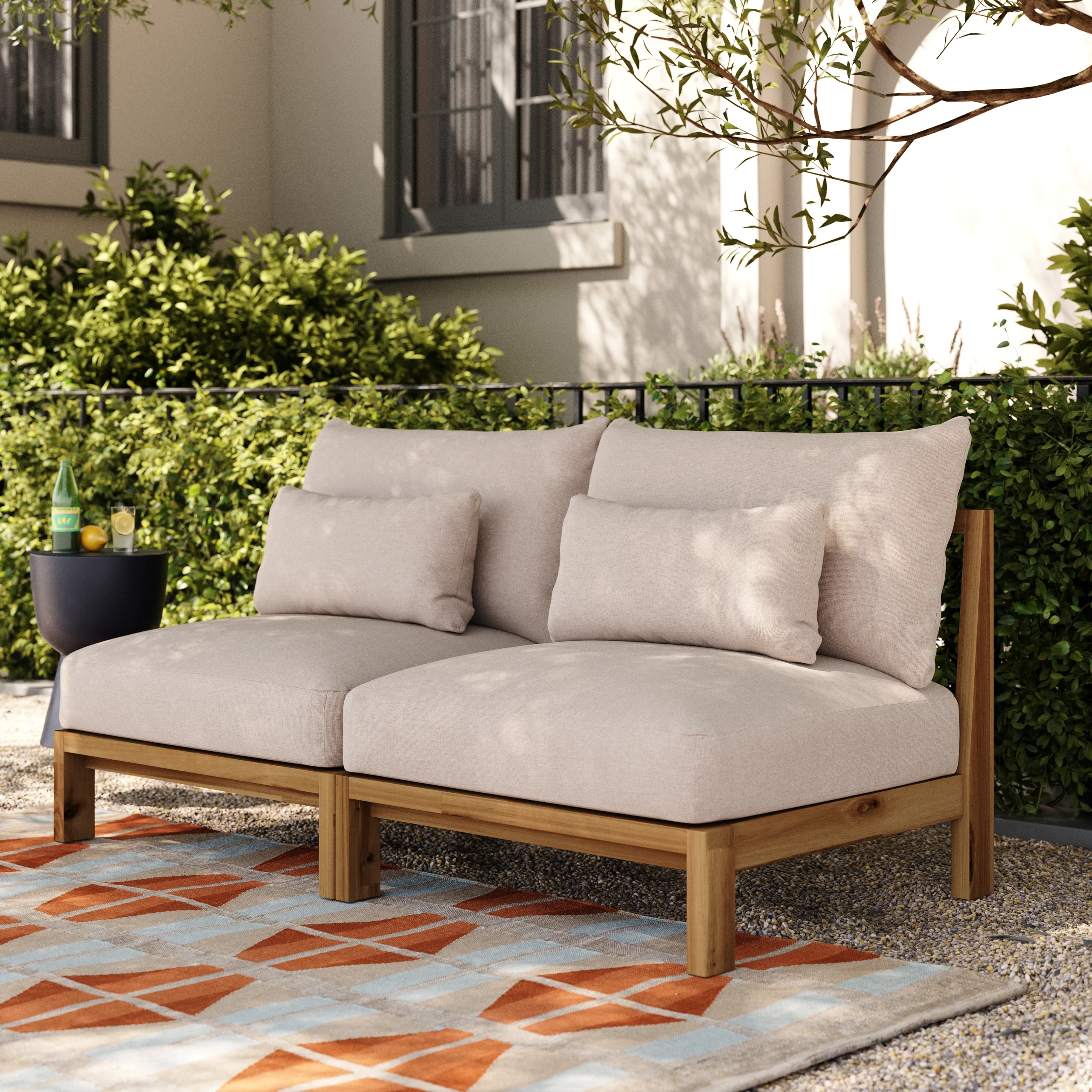 Cove 68.5_ Outdoor Armless Modular Loveseat - Basket Beige