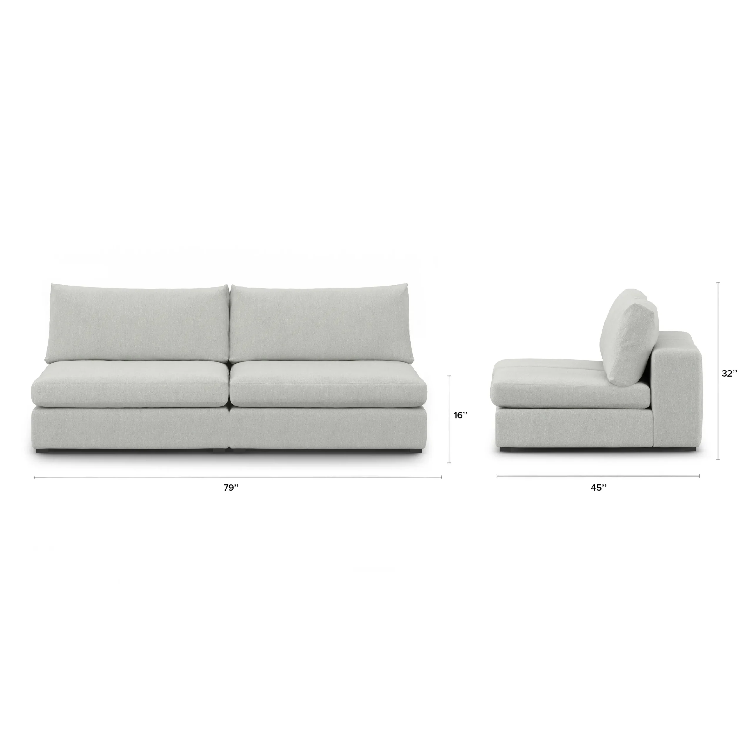 Beta 79_ Armless Modular Sofa - Welsh Gray - Image 2