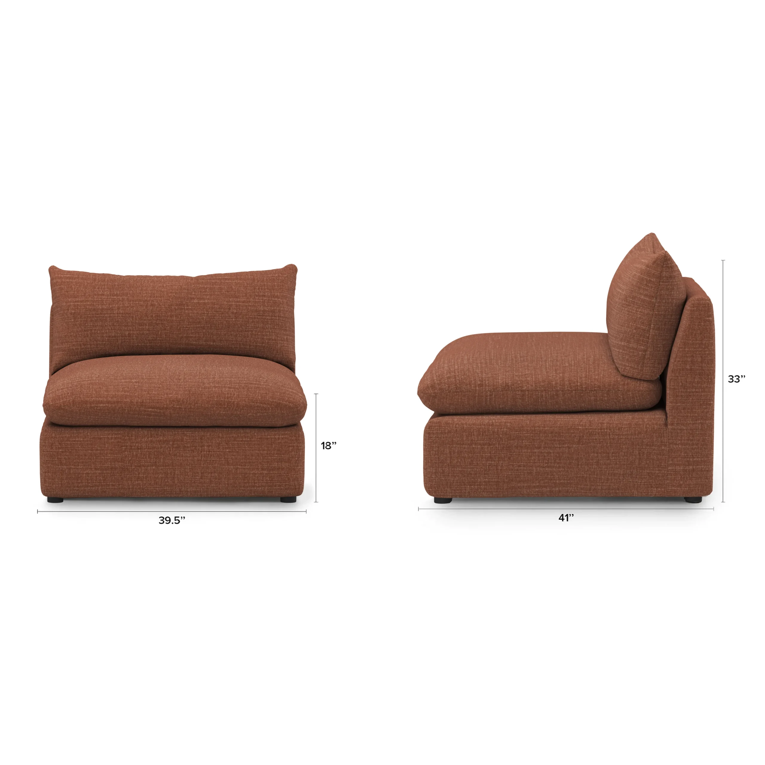 Leigh 39.5_ Armless Chair Module - Napa Rust - Image 2