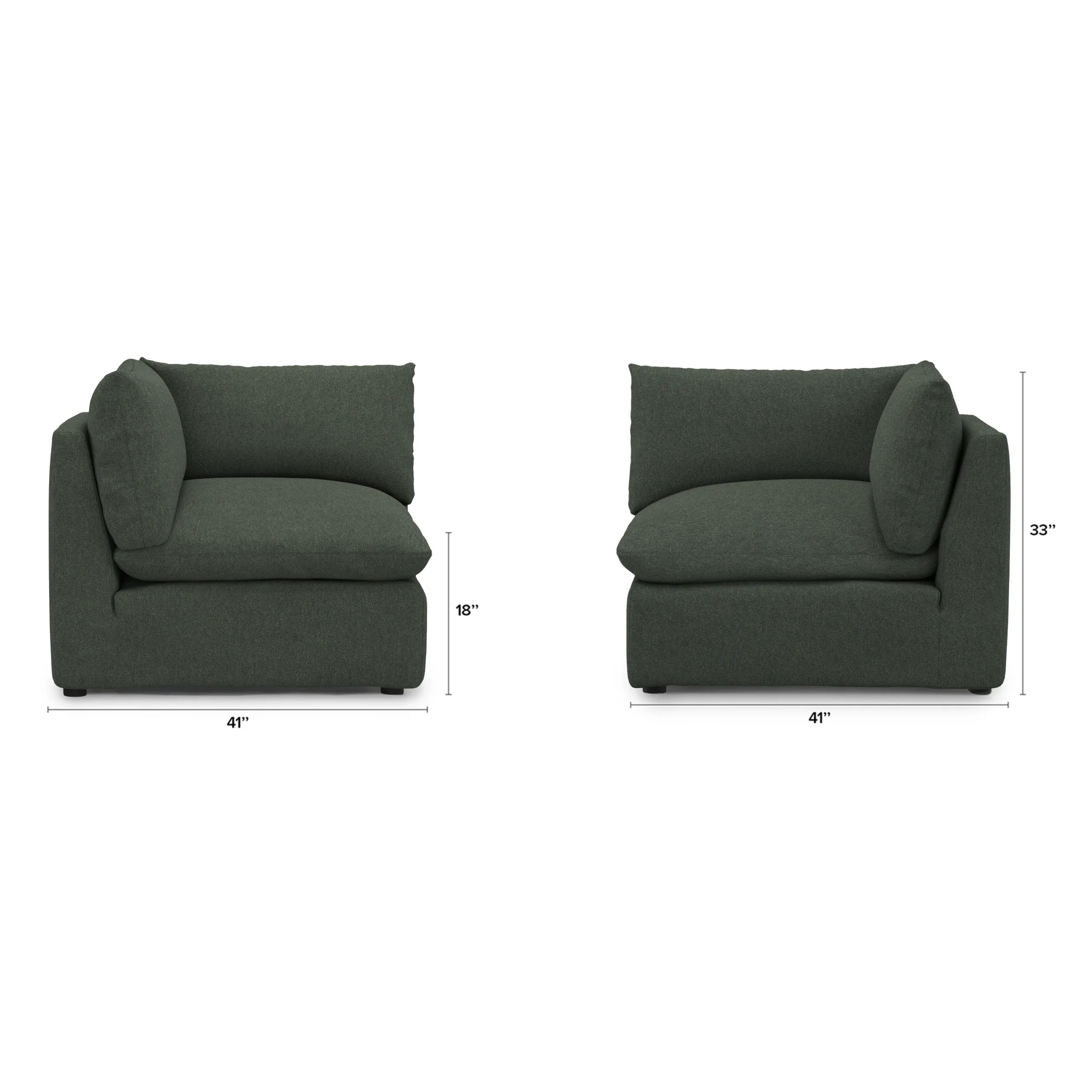 Leigh 41_ Corner Chair Module - Green Wool Bouclé - Image 2