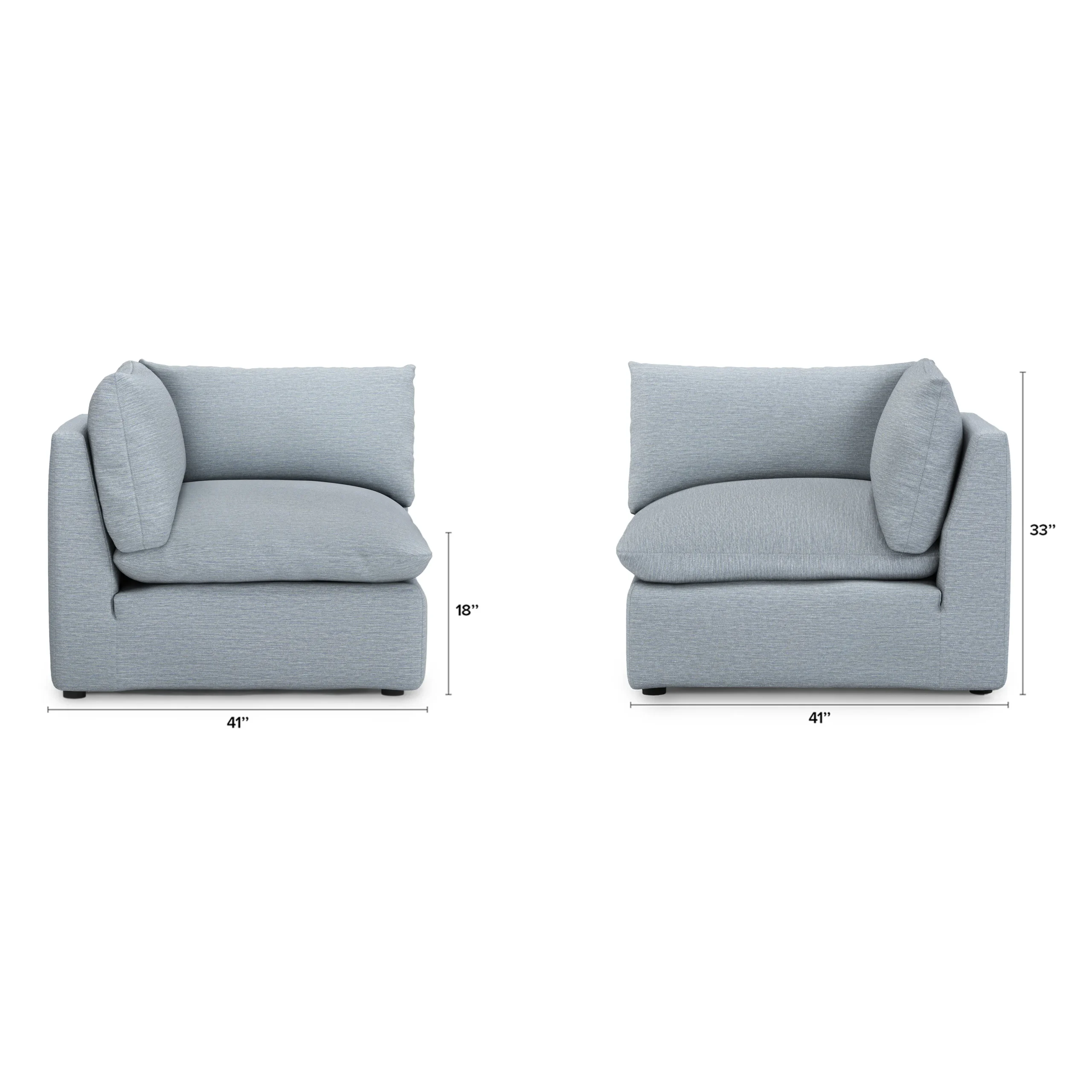 Leigh 41_ Corner Chair Module - Silver Light Blue - Image 2