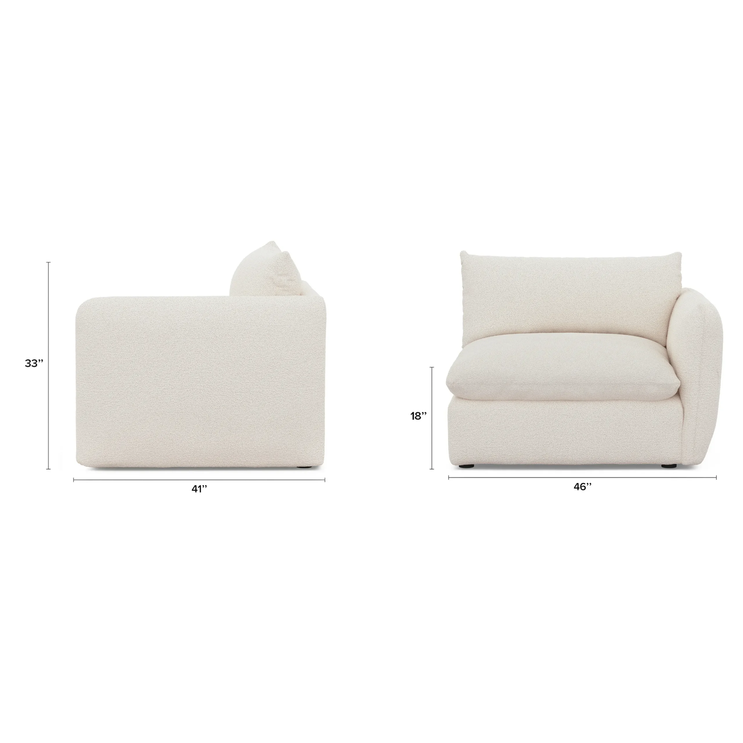 Leigh 46_ Right Arm Module - Ivory Wool Bouclé - Image 2