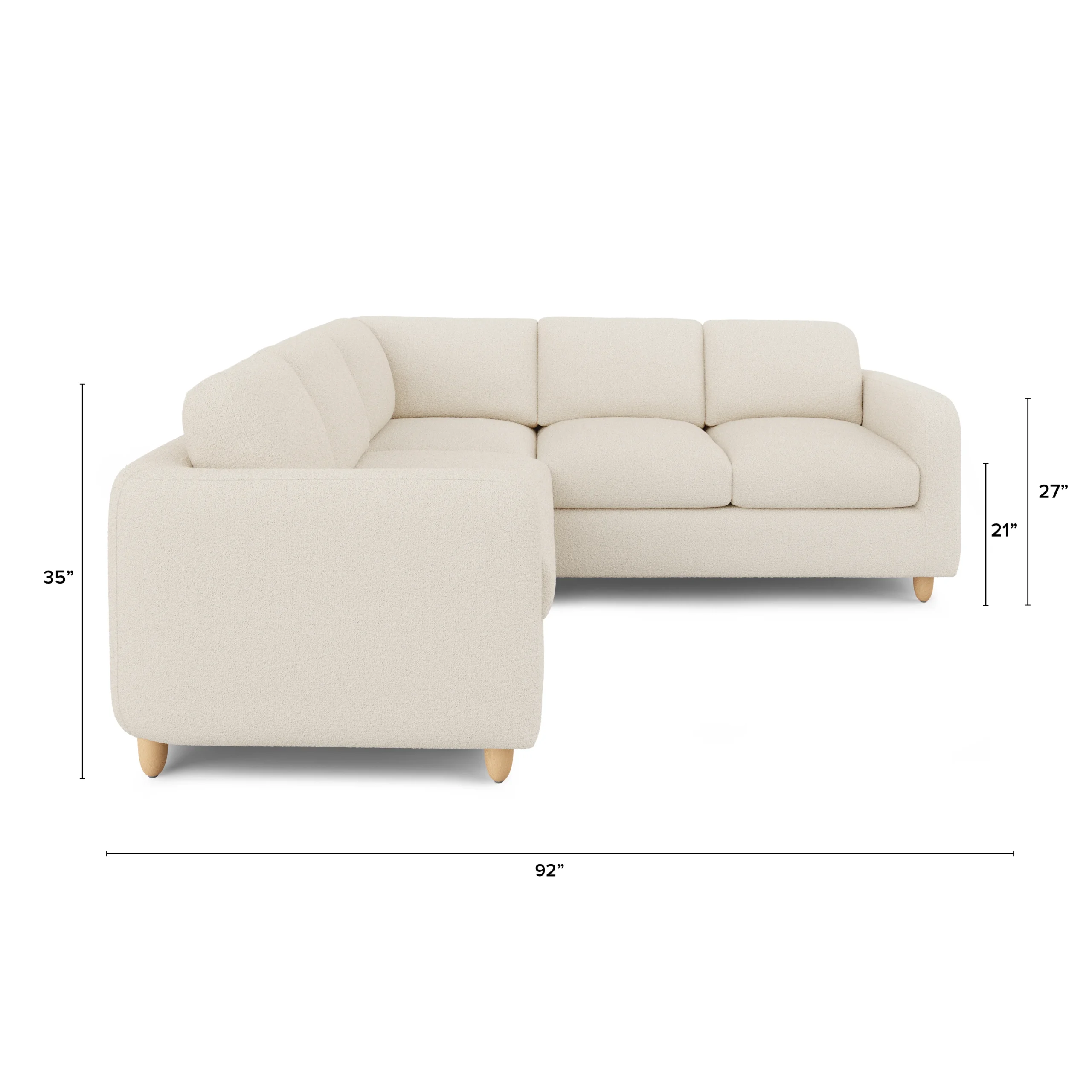 Vati 92_ Corner Sectional - Natural Oak and Ivory Wool Bouclé - Image 2