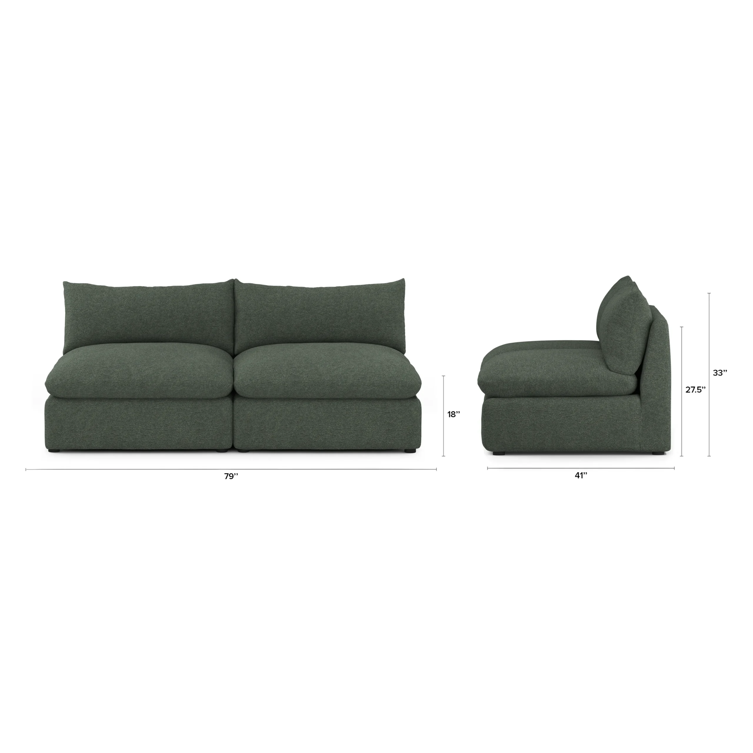 Leigh 79_ Armless Modular Sofa - Green Wool Bouclé - Image 2