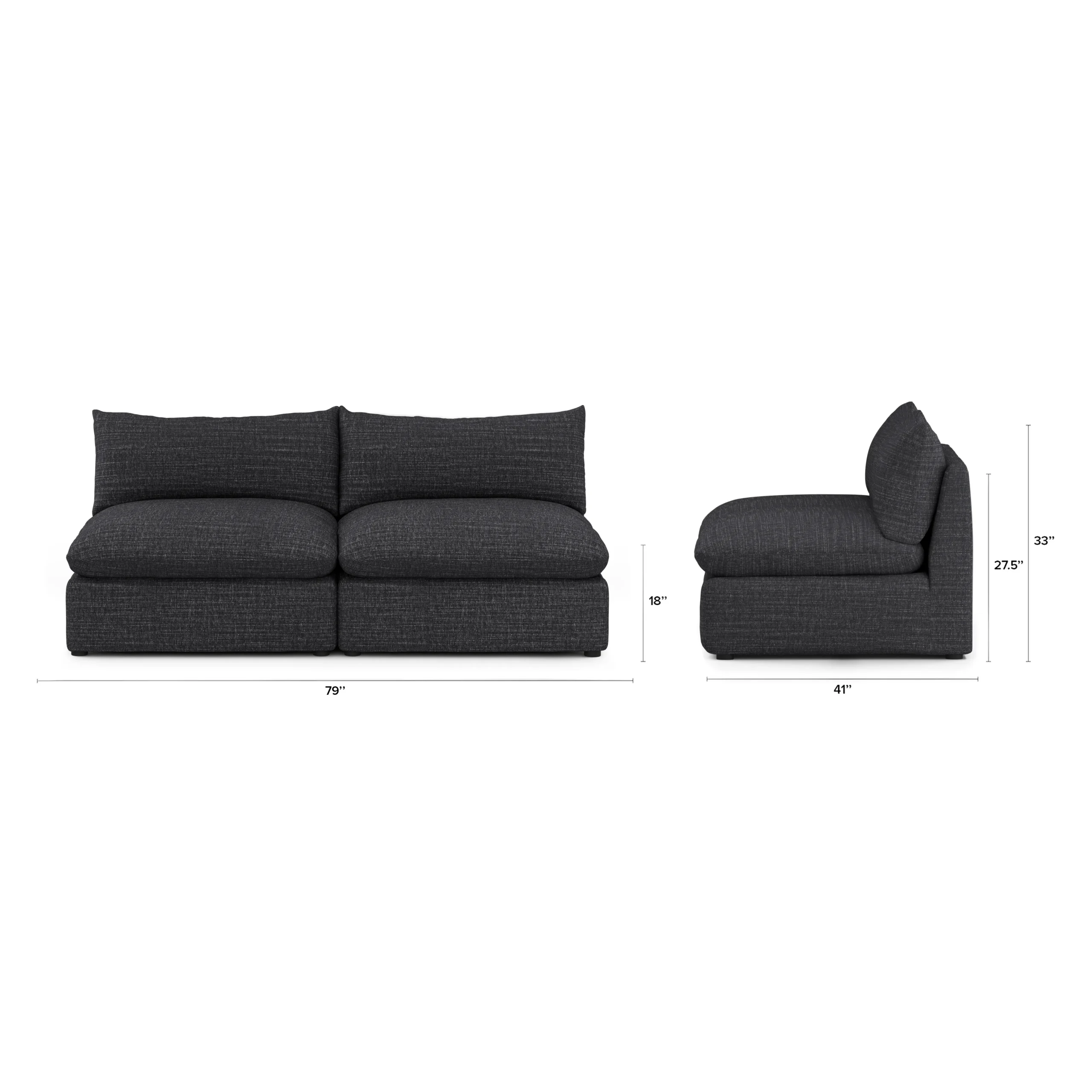 Leigh 79_ Armless Modular Sofa - Napa Charcoal - Image 2