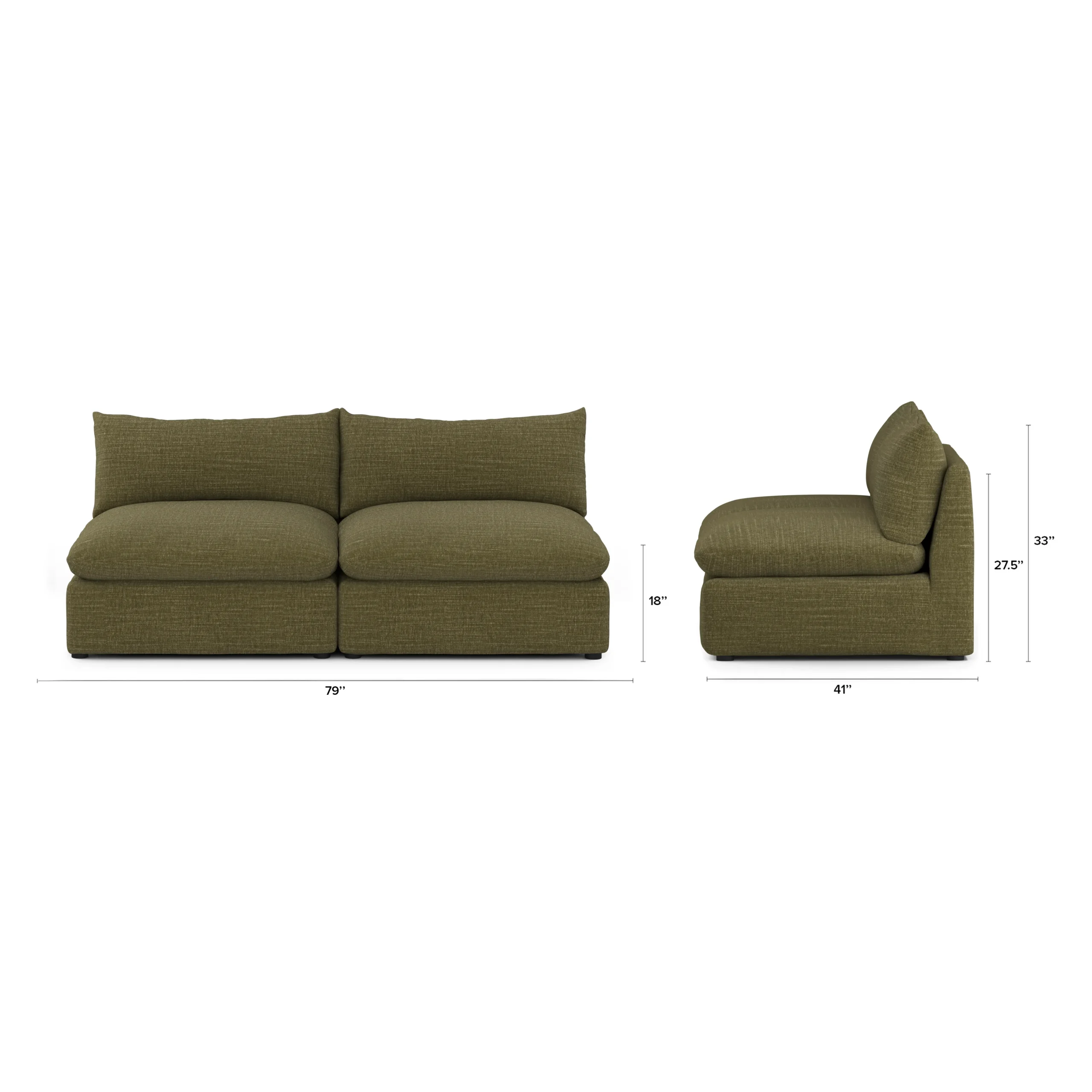 Leigh 79_ Armless Modular Sofa - Napa Moss - Image 2