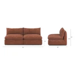 Leigh 79_ Armless Modular Sofa - Napa Rust