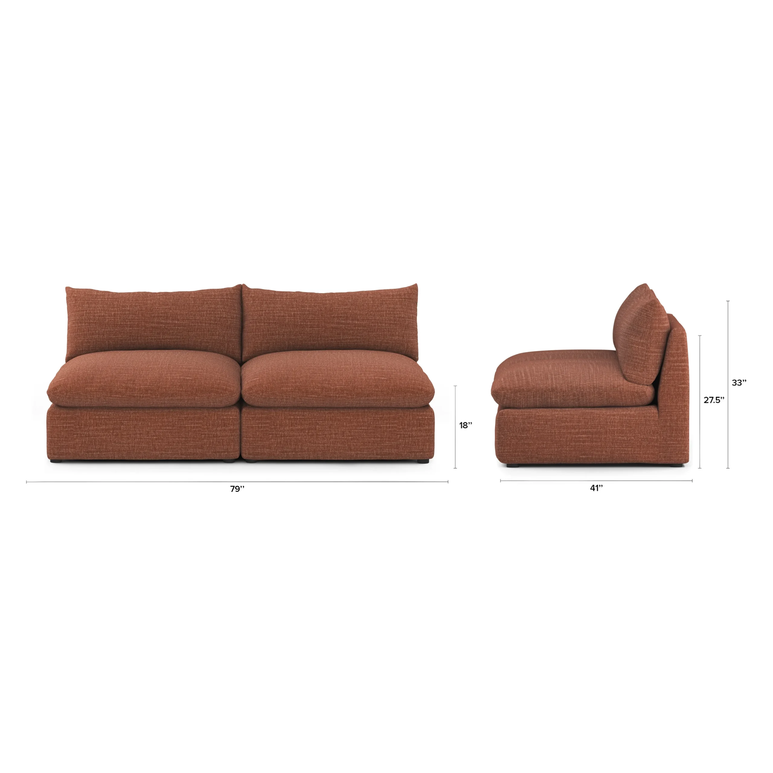 Leigh 79_ Armless Modular Sofa - Napa Rust - Image 2