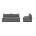 Leigh 79_ Armless Modular Sofa - Silver Gray