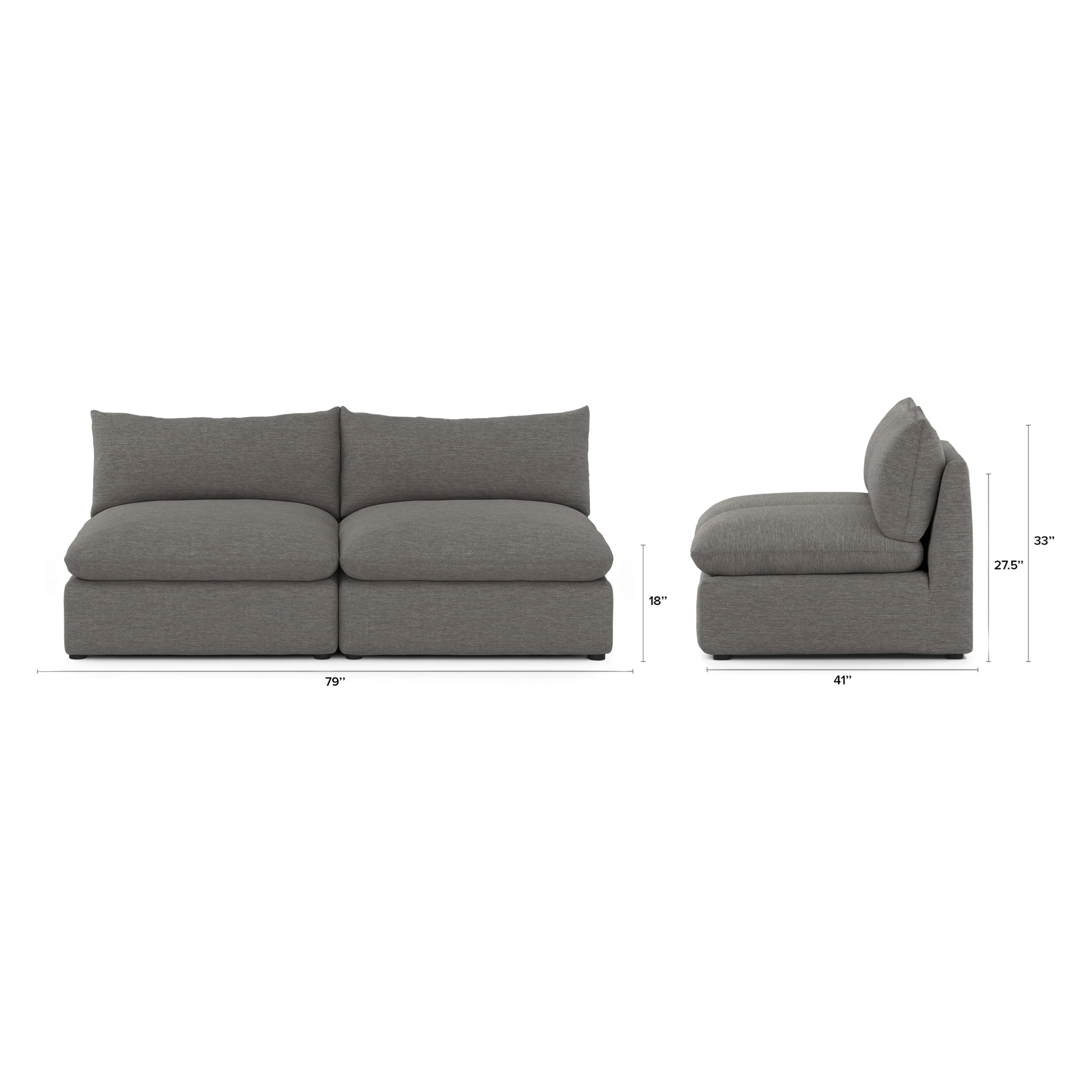 Leigh 79_ Armless Modular Sofa - Silver Gray - Image 2