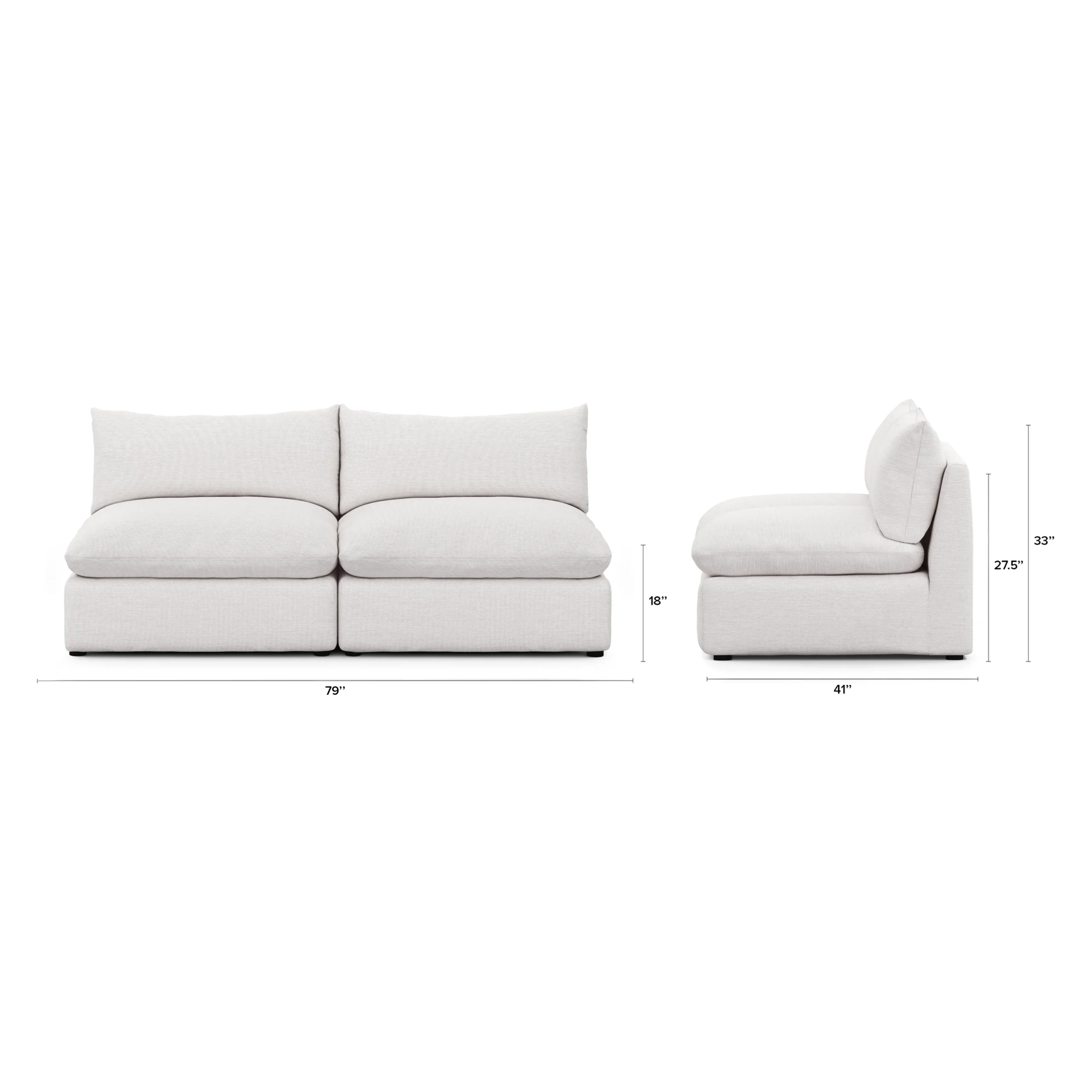 Leigh 79_ Armless Modular Sofa - Silver Ivory - Image 2