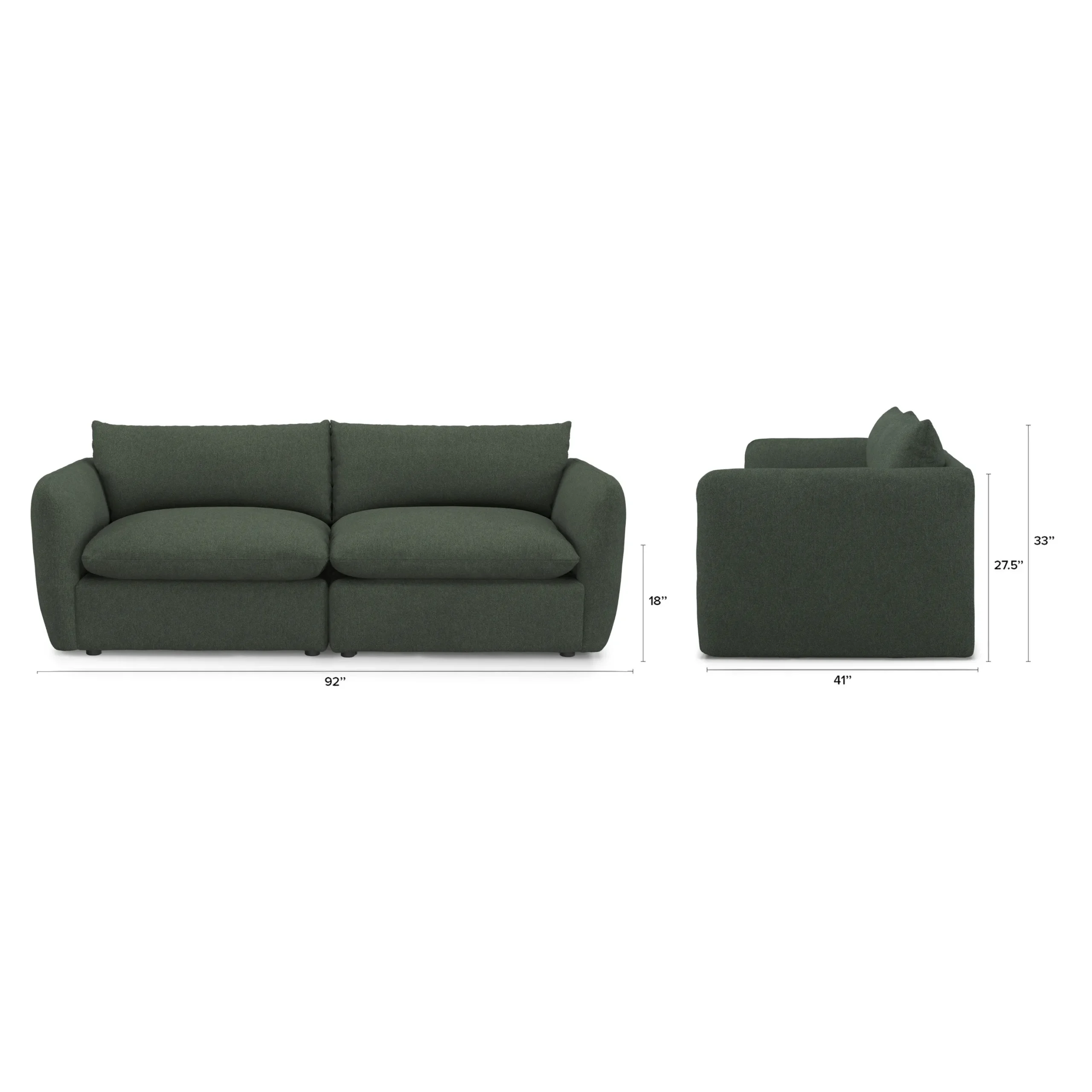 Leigh 92_ Modular Sofa - Green Wool Bouclé - Image 2